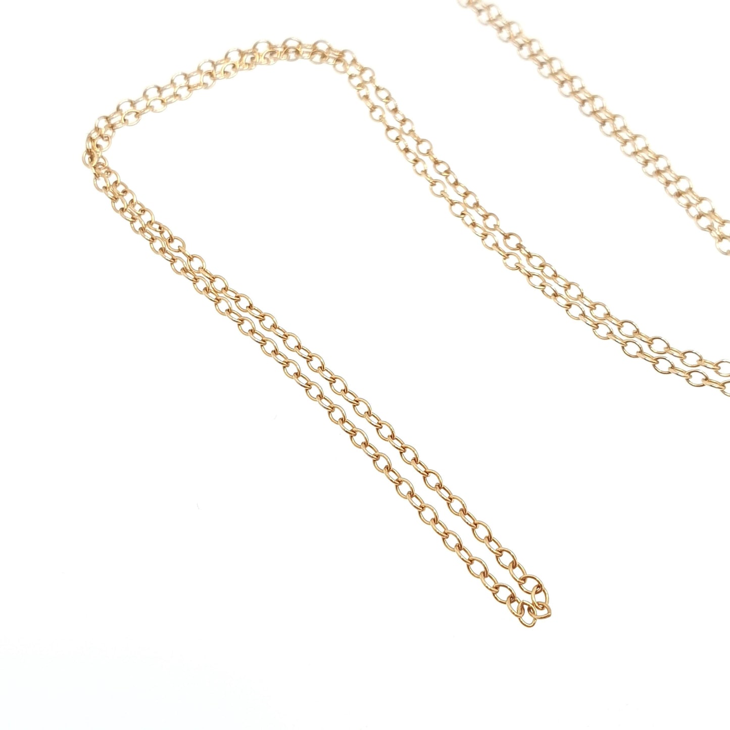 Vintage 9k 9ct Gold Chain Necklace Cable Trace Link 45cm 17.7" 0.99g Oval Links Yellow Fine Solid 375 9kt 9 Carat Jewelry Jewellery