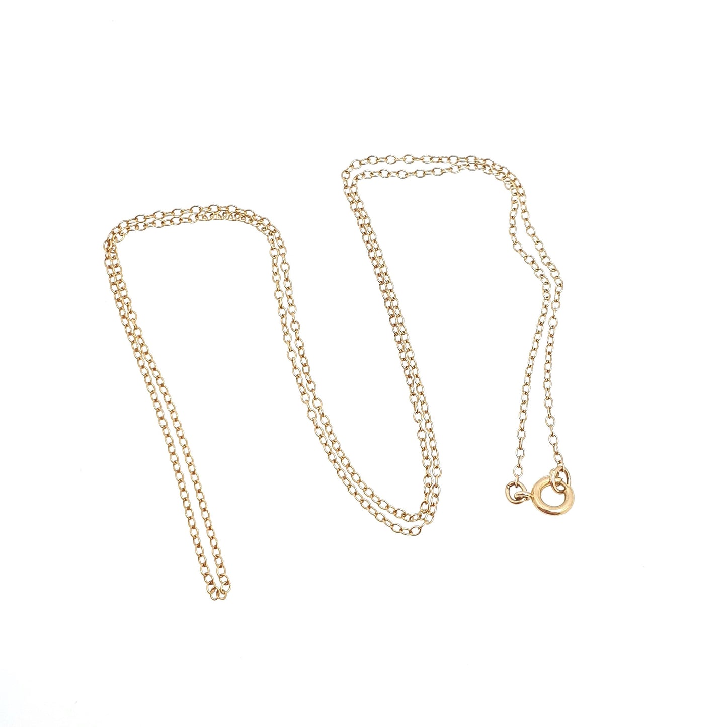 Vintage 9k 9ct Gold Chain Necklace Cable Trace Link 45cm 17.7" 0.99g Oval Links Yellow Fine Solid 375 9kt 9 Carat Jewelry Jewellery