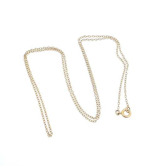 Vintage 9k 9ct Gold Chain Necklace Cable Trace Link 45cm 17.7" 0.99g Oval Links Yellow Fine Solid 375 9kt 9 Carat Jewelry Jewellery