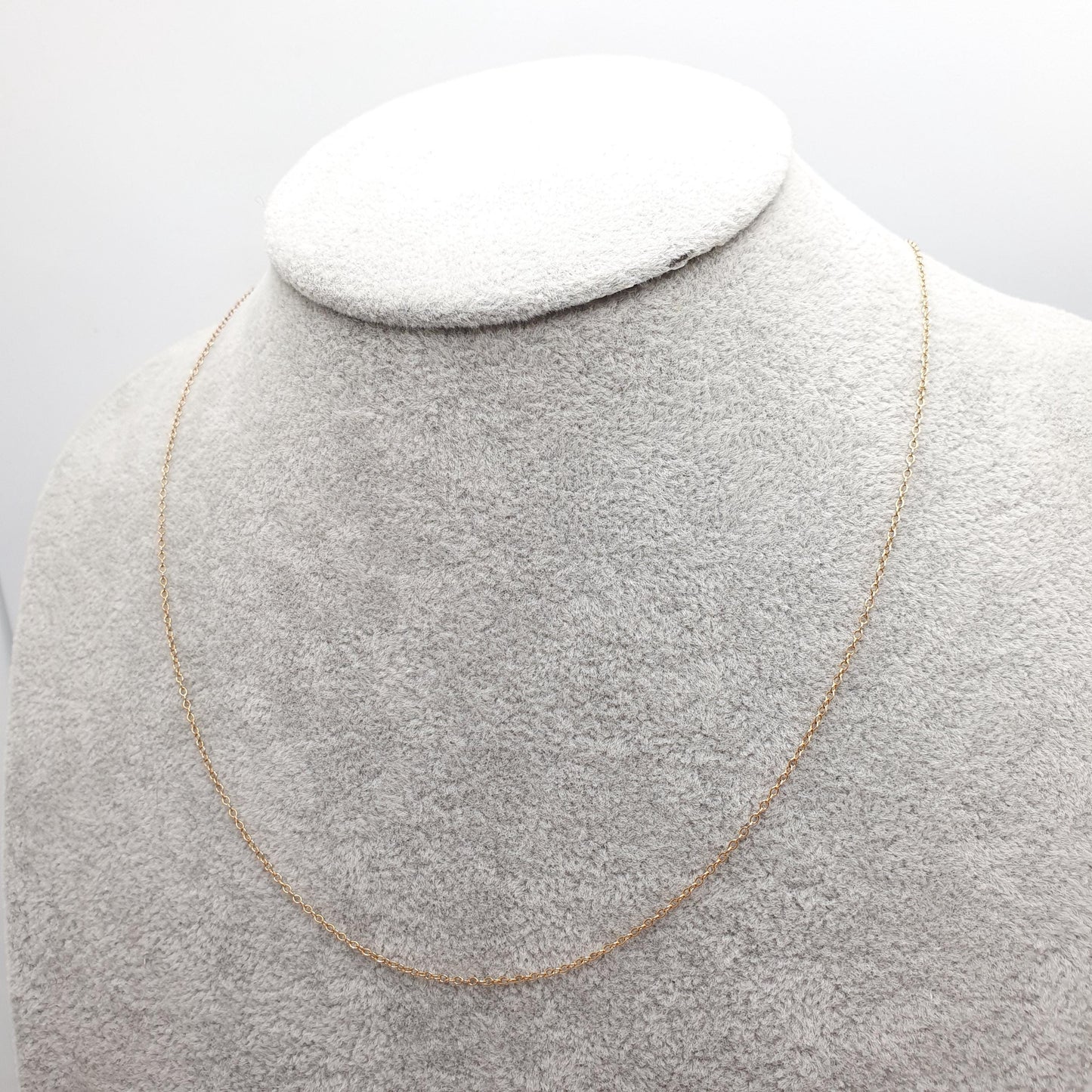 Vintage 9k 9ct Gold Chain Necklace Cable Trace Link 45cm 17.7" 0.99g Oval Links Yellow Fine Solid 375 9kt 9 Carat Jewelry Jewellery