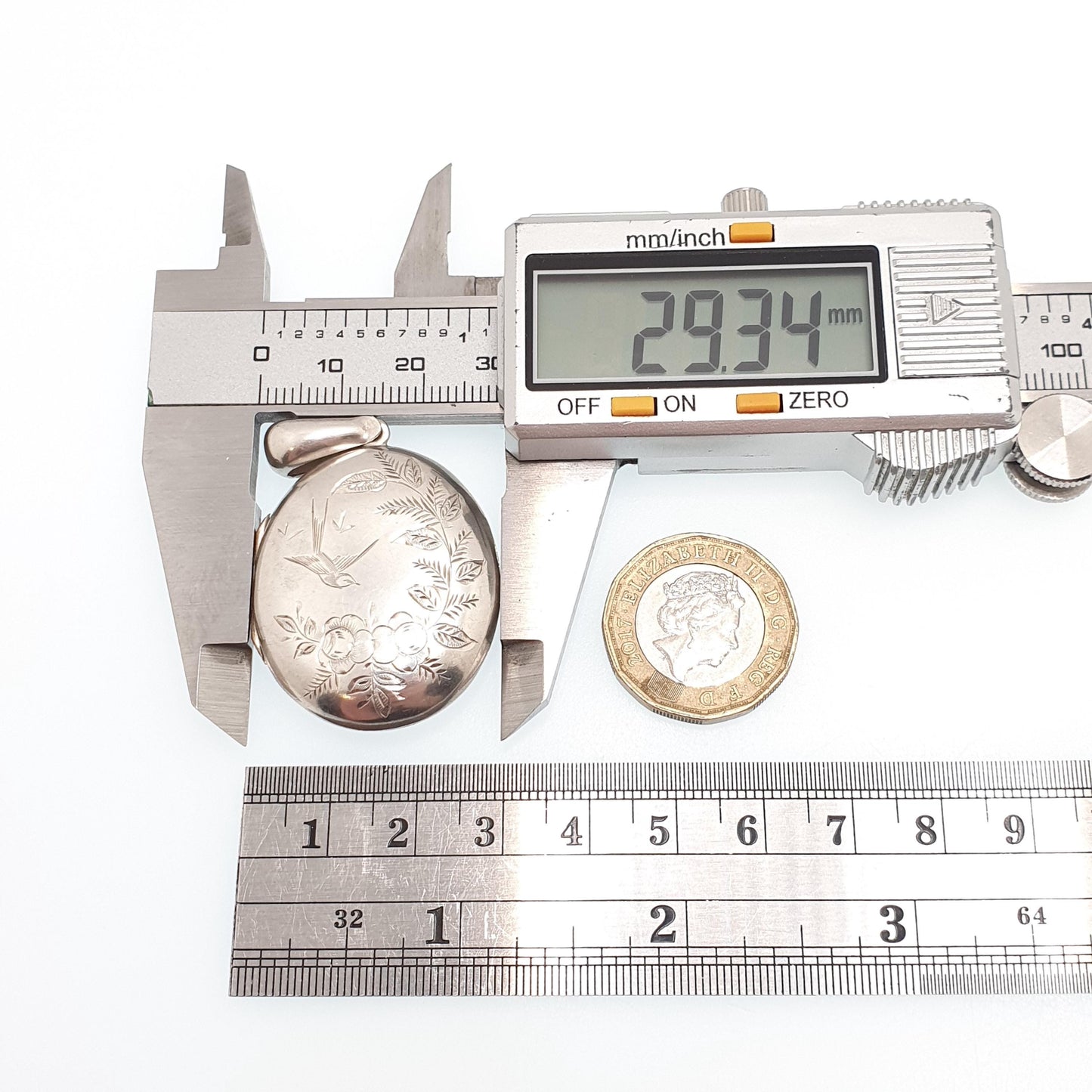 Antique Victorian Solid Silver Bird Locket Floral Flower Pendant Picture Photo Aesthetic Vintage Womens Jewelry Jewellery
