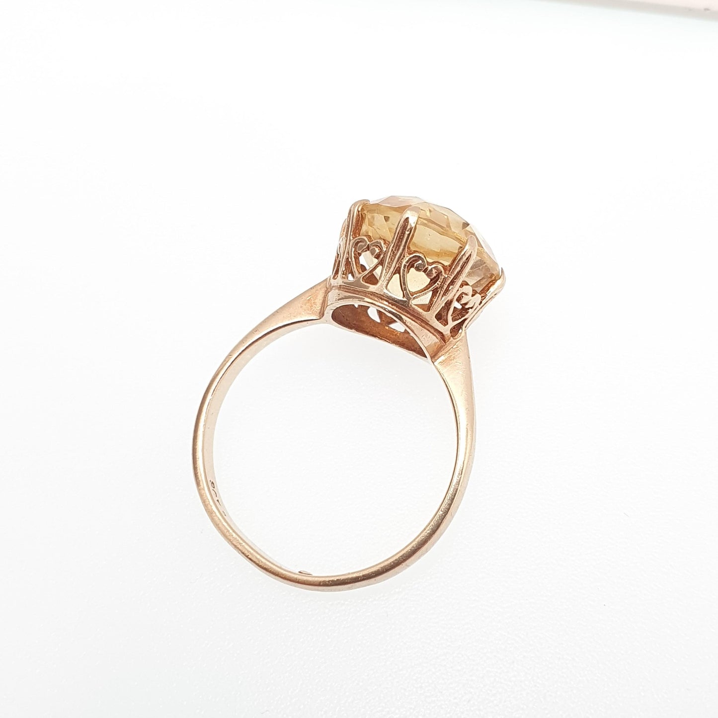 Antique 9k 9ct Gold Natural Citrine Ring Art Deco Large Solitaire Big Round Cut Solid 9kt 9 Carat Vintage Jewelry Jewellery