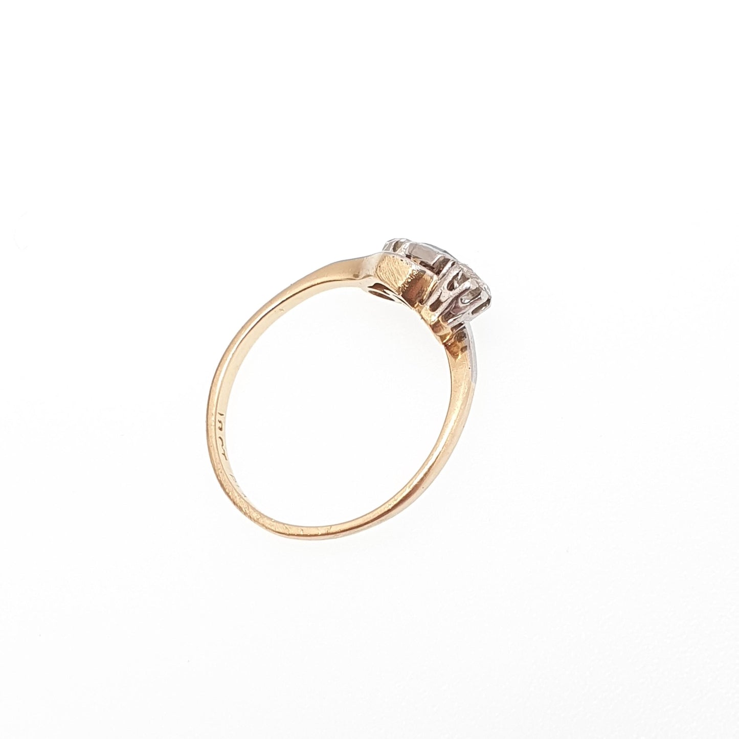 Antique 18ct Gold Sapphire Diamond Ring Square Cut Old Cut Solid 18k 750 Art Deco Trilogy Vintage Jewelry Jewellery
