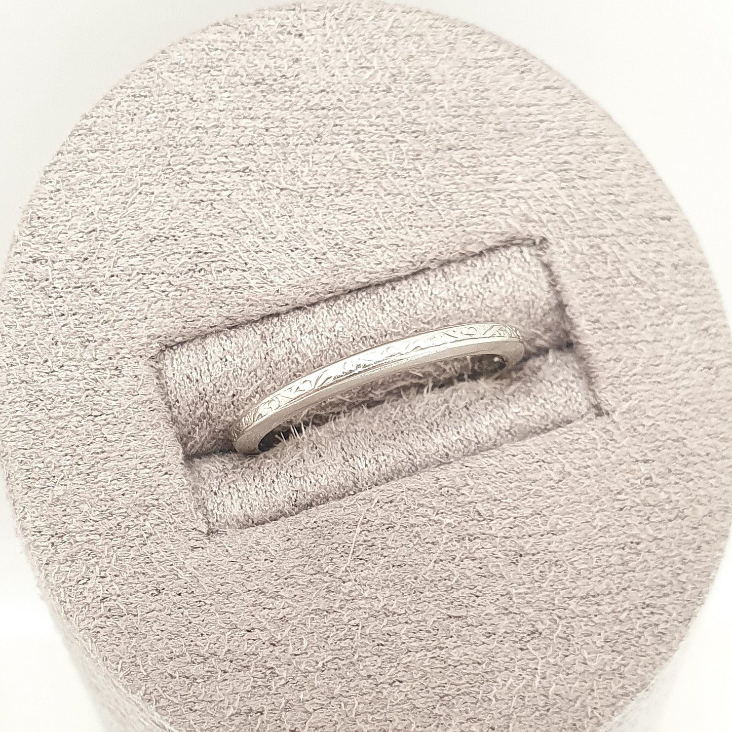 Antique Platinum Band Ring Engraved Front Art Deco Wedding Bands Solid 1920s Genuine Vintage Full Band Womens Jewelry