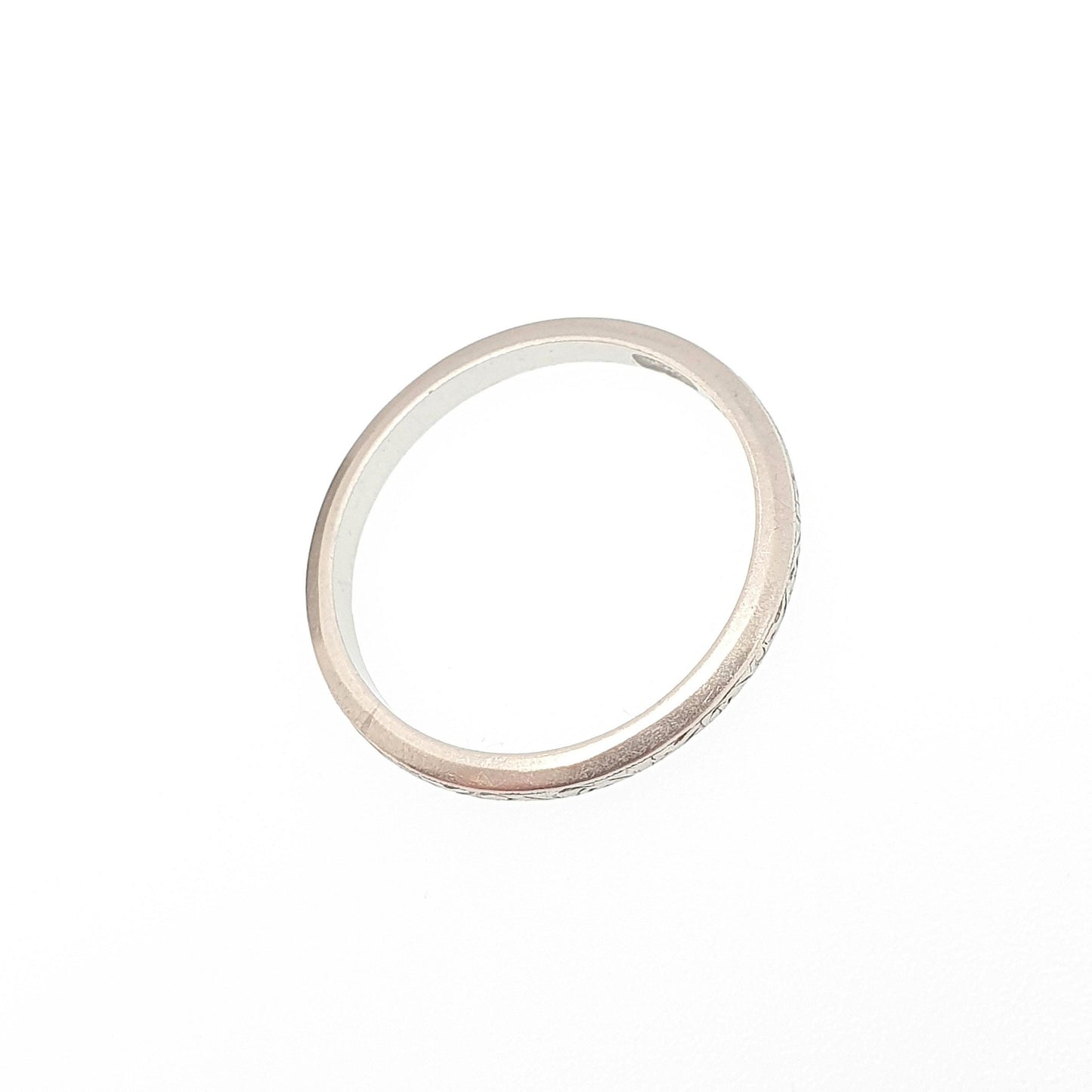 Antique Platinum Band Ring Engraved Front Art Deco Wedding Bands Solid 1920s Genuine Vintage Full Band Womens Jewelry