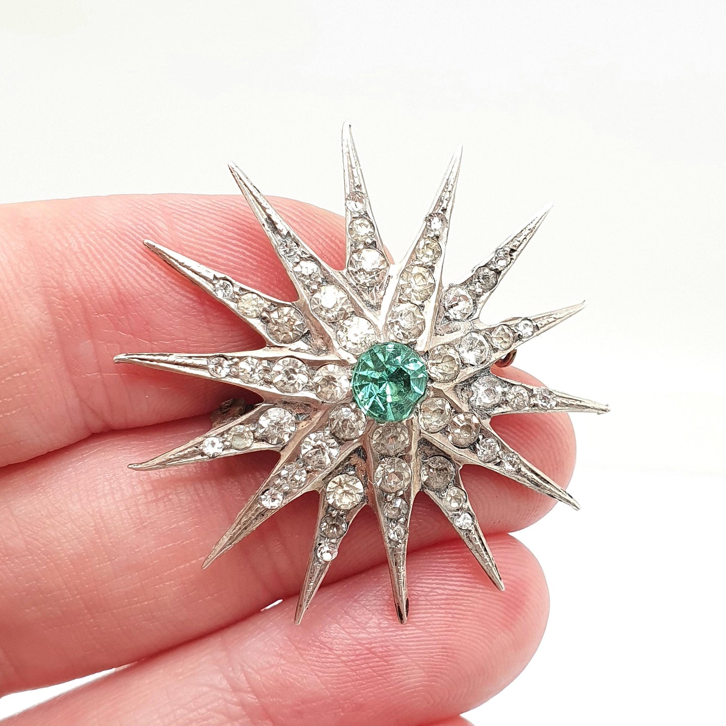 Antique Solid Silver Diamond Paste Star Brooch Victorian Large Big Sparkly Pin Celestial Jewelry Jewellery Vintage