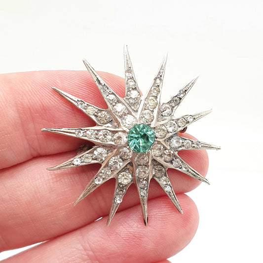 Antique Solid Silver Diamond Paste Star Brooch Victorian Large Big Sparkly Pin Celestial Jewelry Jewellery Vintage
