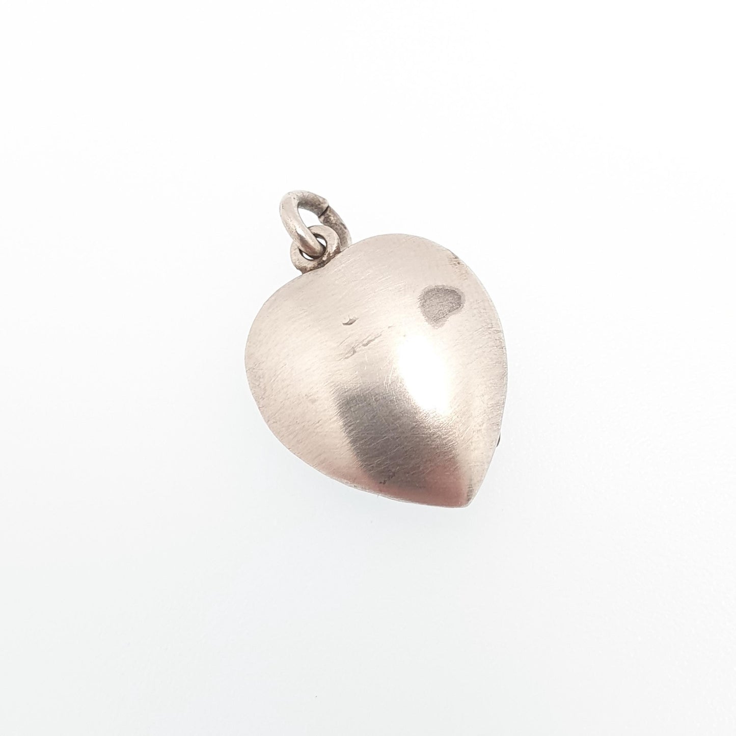 Antique Solid Silver Diamond Paste Puffer Heart Pendant Necklace Victorian Charm Sparkly Vintage Womens Jewellery Jewelry