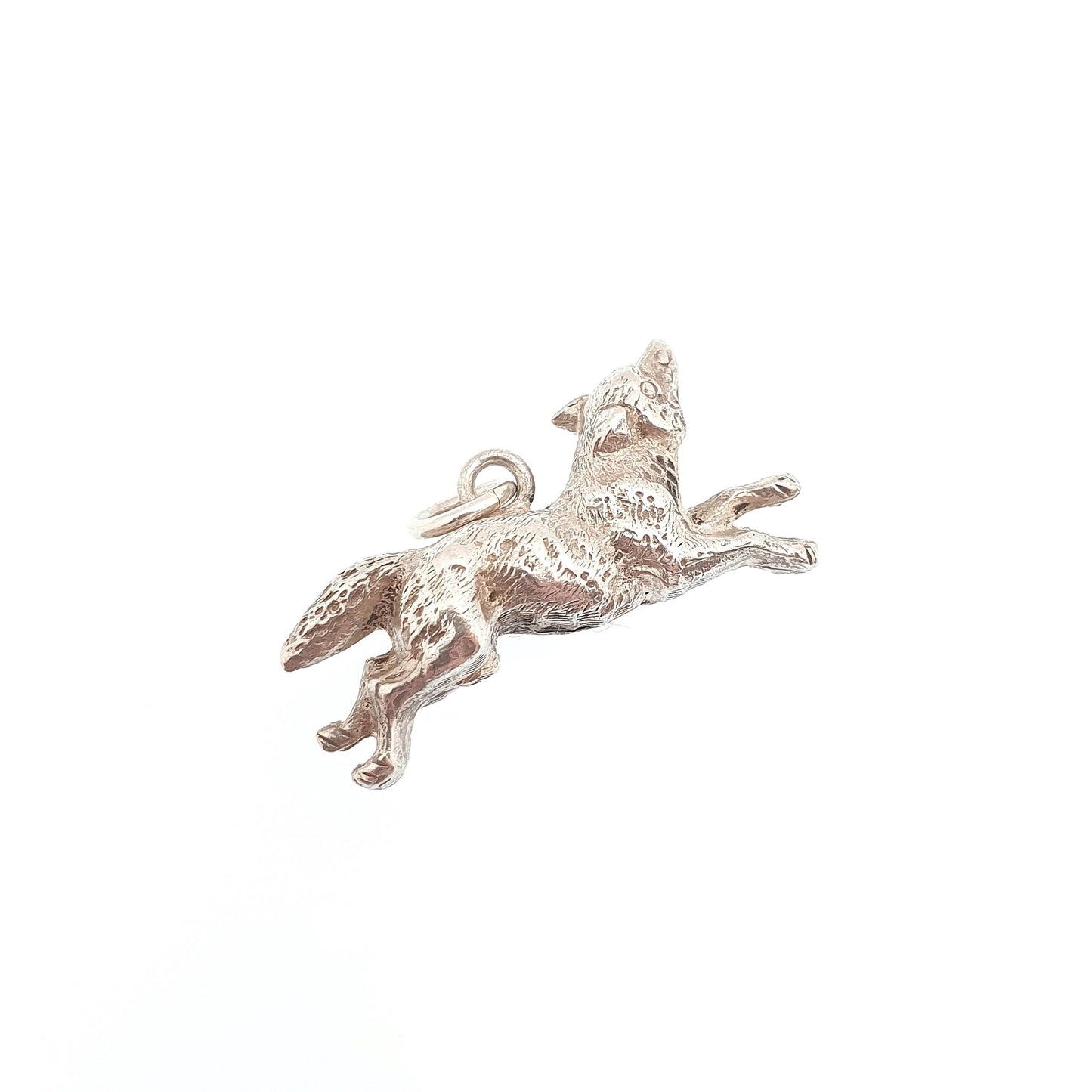 Antique Victorian Solid Silver Fox Pendant Charm Necklace Running Nice Detail Animal Hunting Vintage Jewelry Jewellery