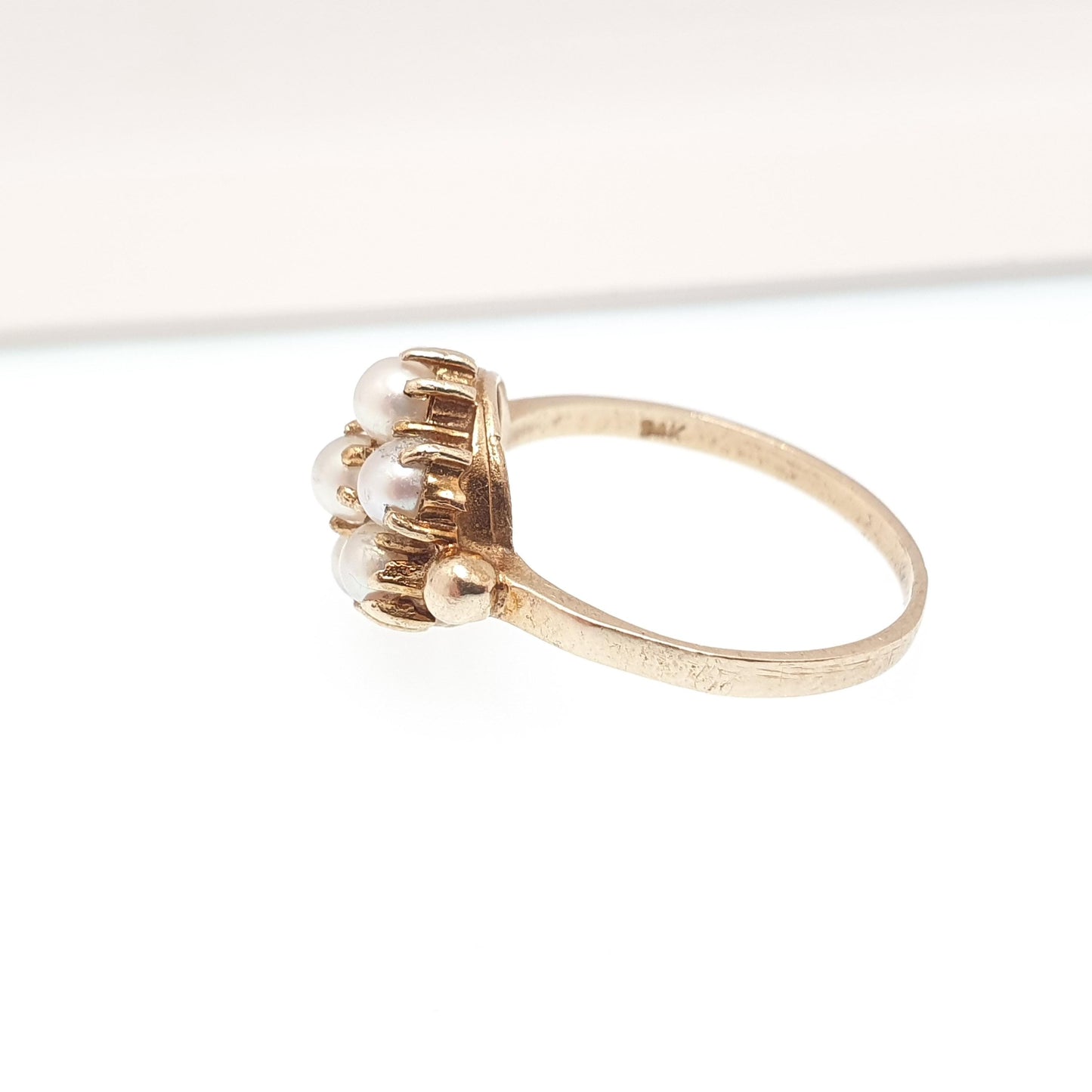Vintage 9ct 9k Gold Pearl Cluster Ring Cultured Pearls 1972 Hallmark Solid 375 9kt Real Genuine Womens Jewelry Jewellery