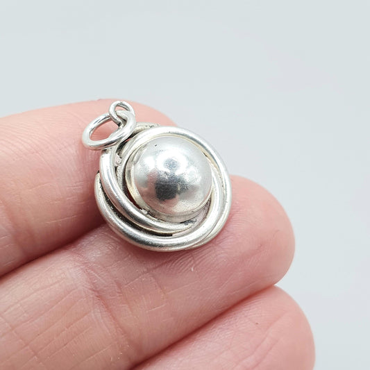 Antique Victorian Solid Silver Knot Dome Charm Pendant Tiny Cute Domed Twist Minimalist Womens Vintage Jewelry Jewellery