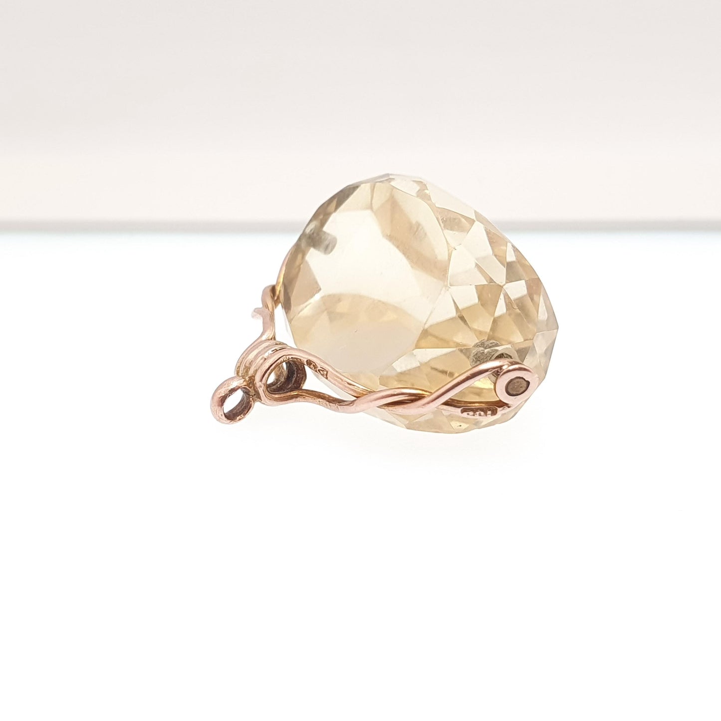 Antique 9ct 9k Gold Citrine Spinner Fob Pendant Necklace Genuine Gemstone Albert 1911 Hallmark Solid 9kt Vintage Jewellery Jewelry