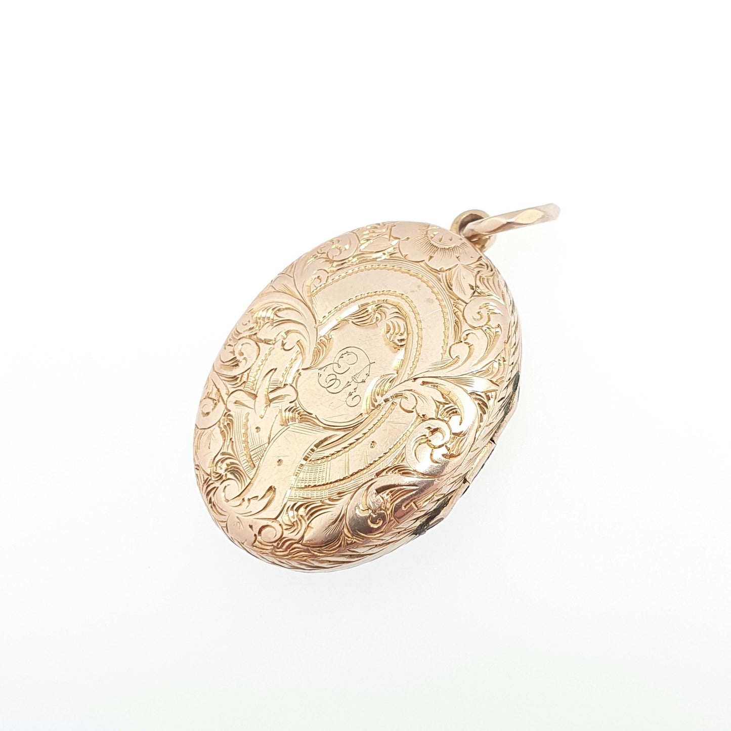 Antique Victorian Solid 9ct Gold Locket Large Oval Pendant Necklace Engraved Fine Estate 375 9k Photo Vintage Jewelry Jewellery