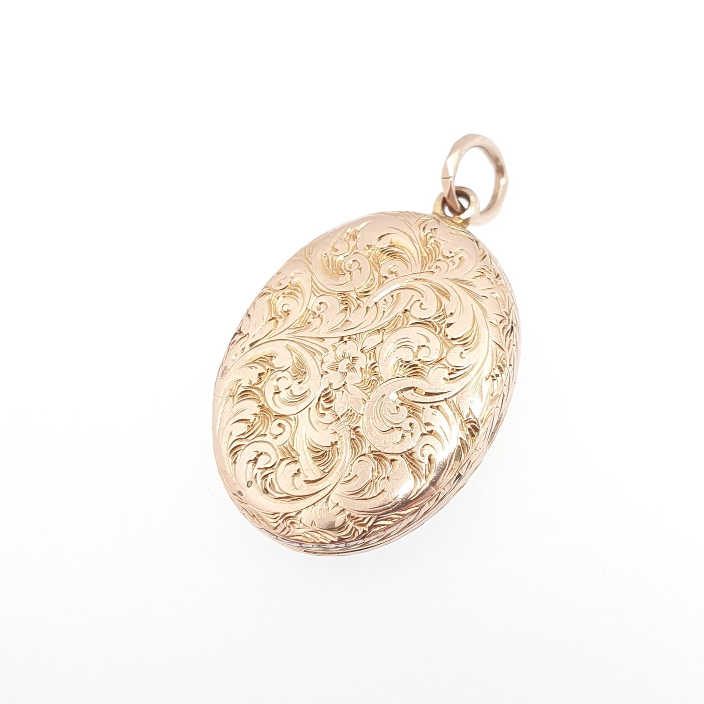 Antique Victorian Solid 9ct Gold Locket Large Oval Pendant Necklace Engraved Fine Estate 375 9k Photo Vintage Jewelry Jewellery