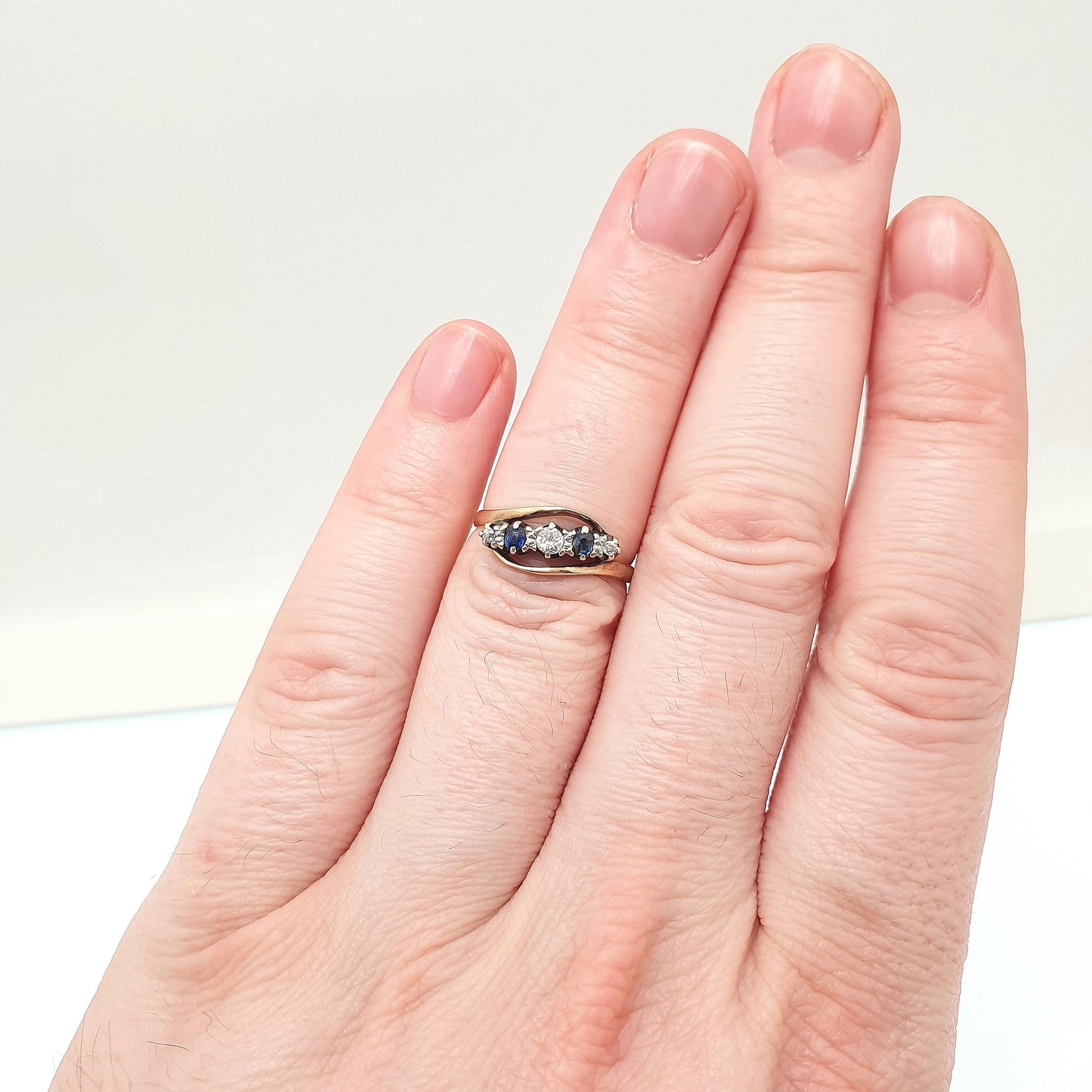 Antique 18ct Gold Sapphire & Diamond Ring Solid 18k 750 Oval Round Cut Natural Gemstones Vintage Jewelry Jewellery
