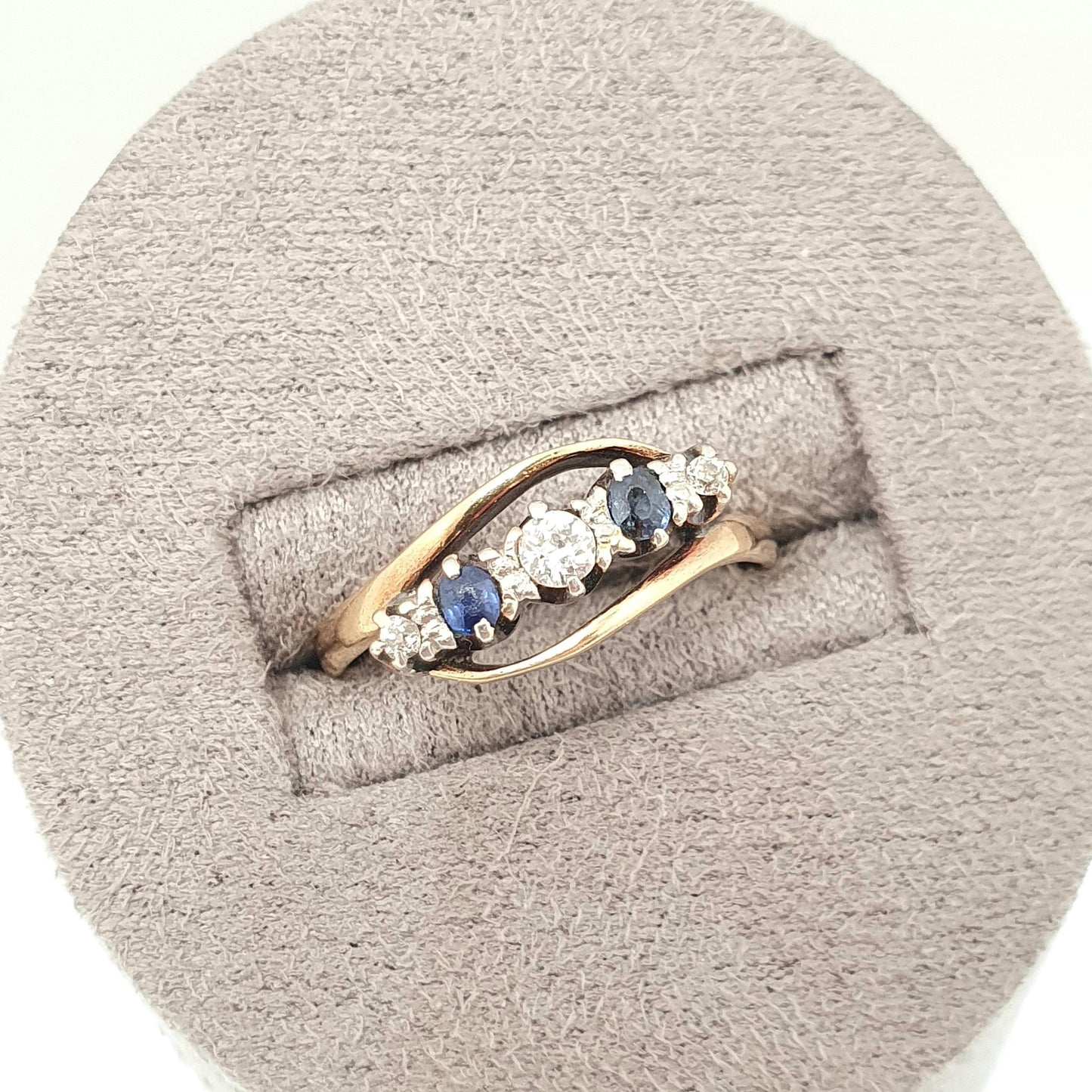 Antique 18ct Gold Sapphire & Diamond Ring Solid 18k 750 Oval Round Cut Natural Gemstones Vintage Jewelry Jewellery
