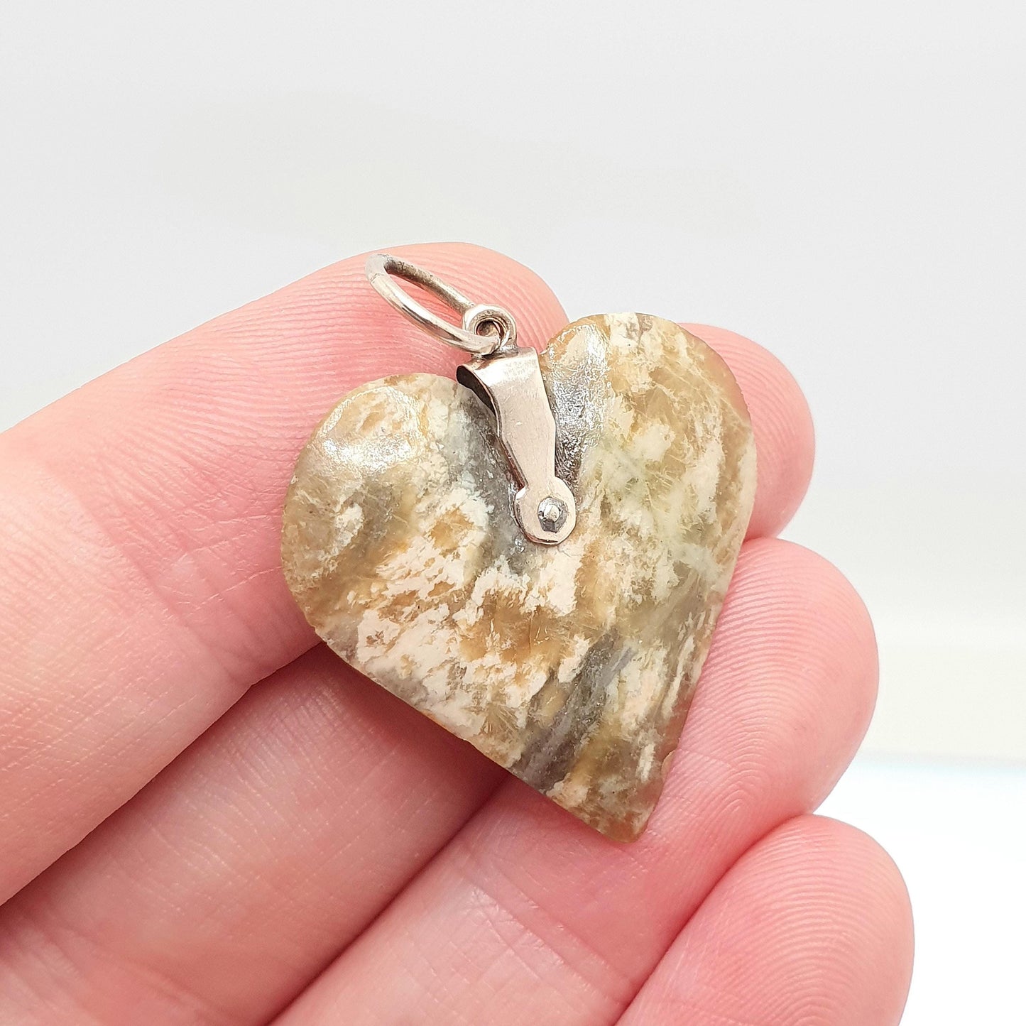 Antique 9ct Gold Connemara Marble Heart Necklace Pendant Victorian Solid 9k 9kt Irish Green Hardstone Love Vintage Jewelry Jewellery