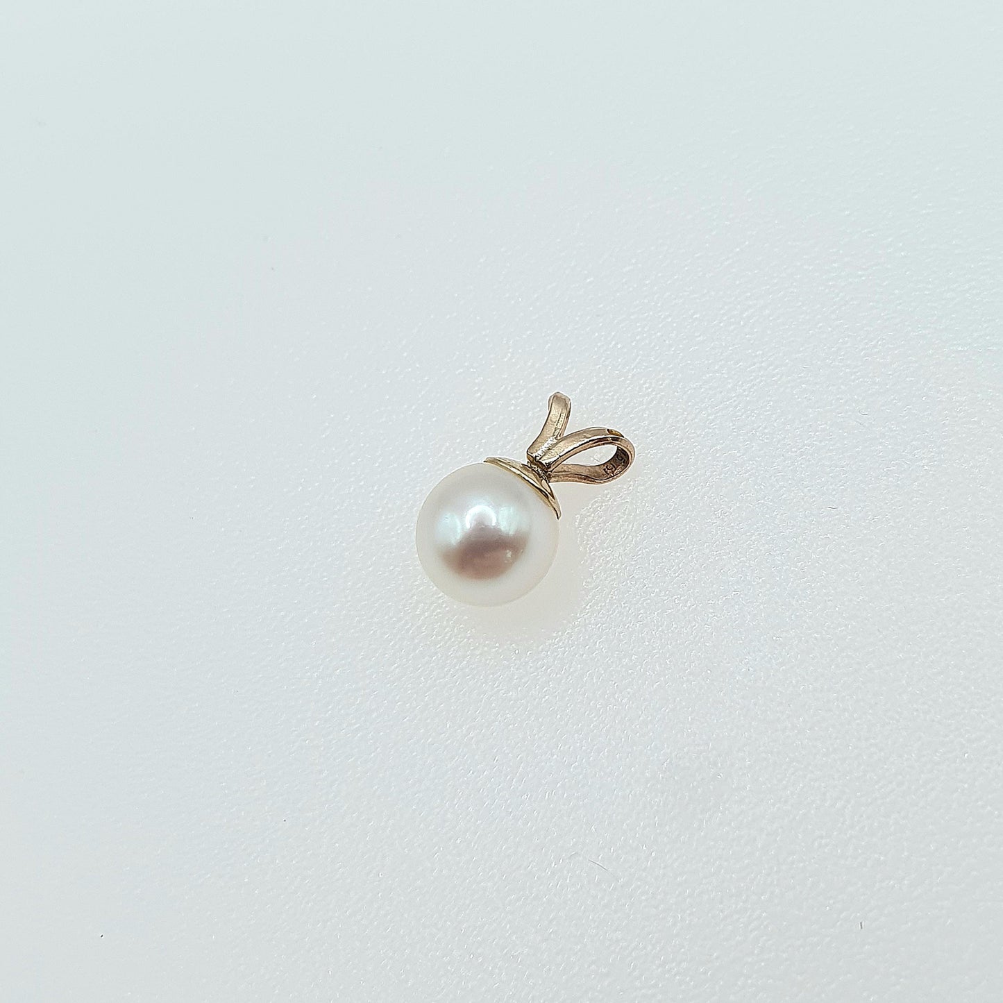 Vintage 9ct Gold Cultured Pearl Pendant Necklace Charm Solitaire Solid 9k 9kt Small Round Bead Single Cute Jewelry Jewellery
