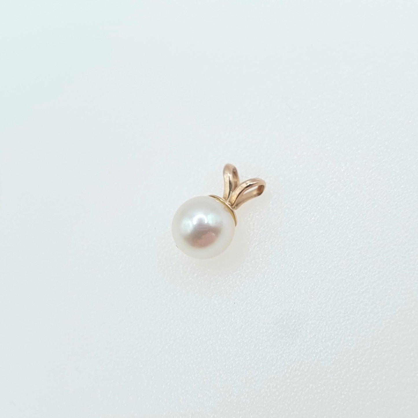 Vintage 9ct Gold Cultured Pearl Pendant Necklace Charm Solitaire Solid 9k 9kt Small Round Bead Single Cute Jewelry Jewellery
