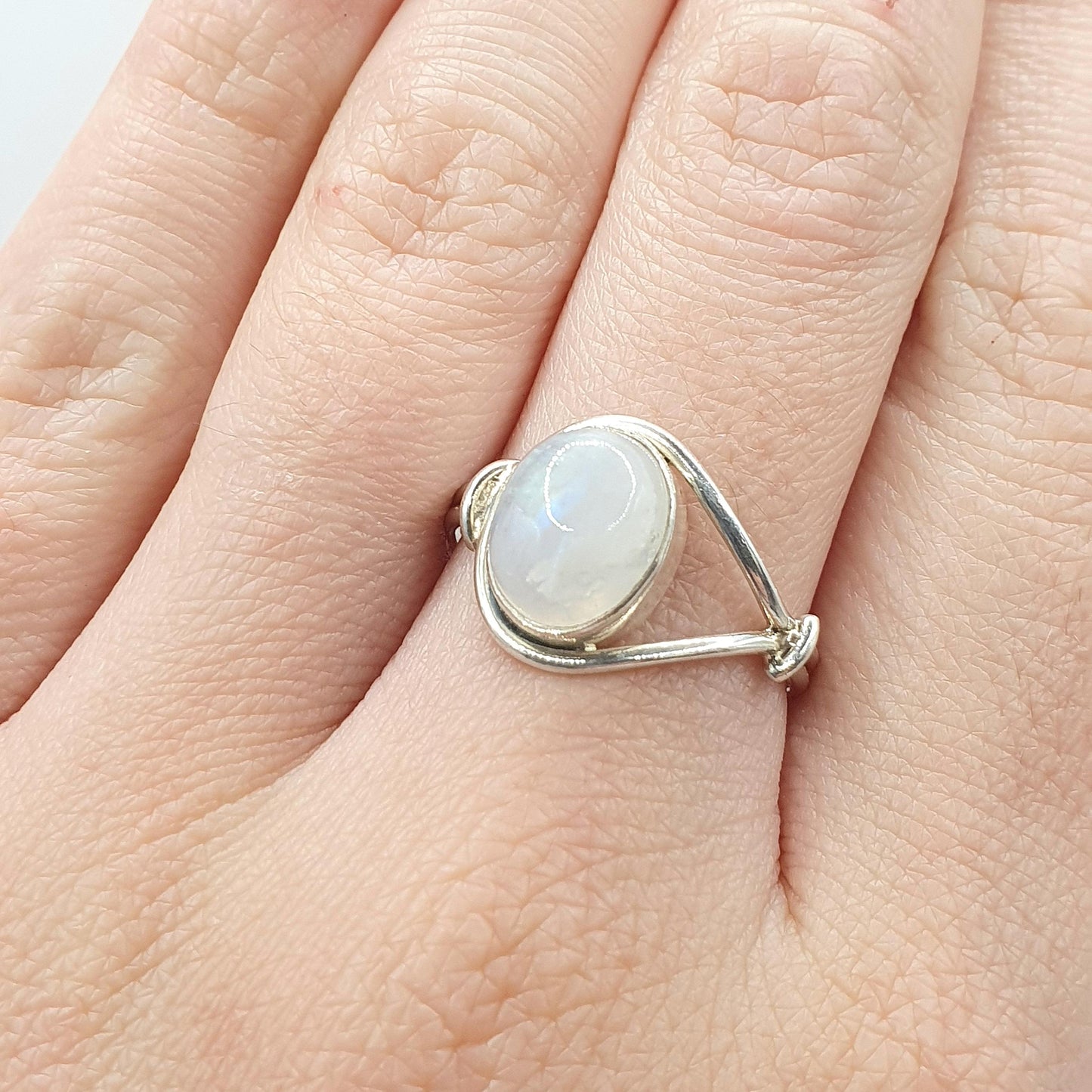 Vintage Sterling Silver Rainbow Moonstone Ring Labradorite Blue Aduralesence Women Solid 925 Blue Fire Jewelry Jewellery