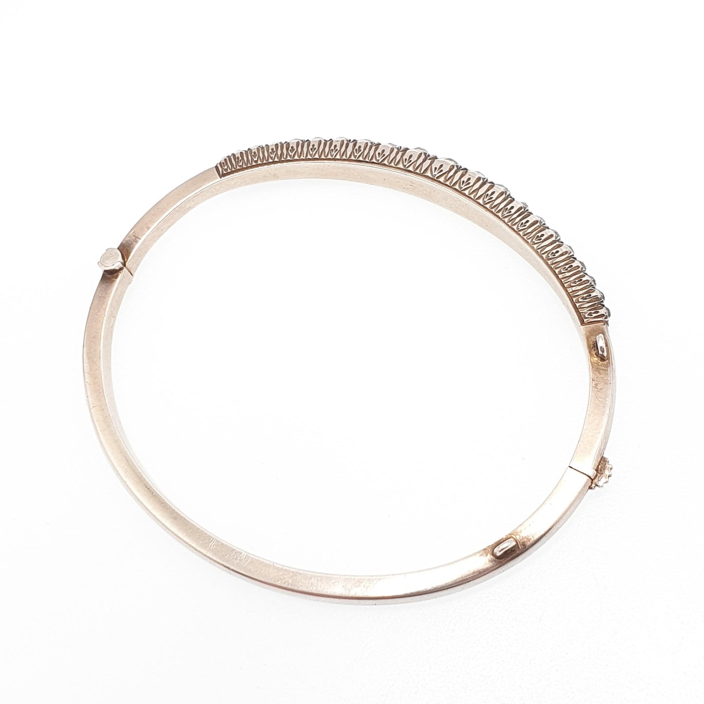 Antique Victorian Solid Silver Diamond Paste Bangle Bracelet Genuine 1800s Foiled Pastes Rare Unique Handmade Jewelry Jewellery