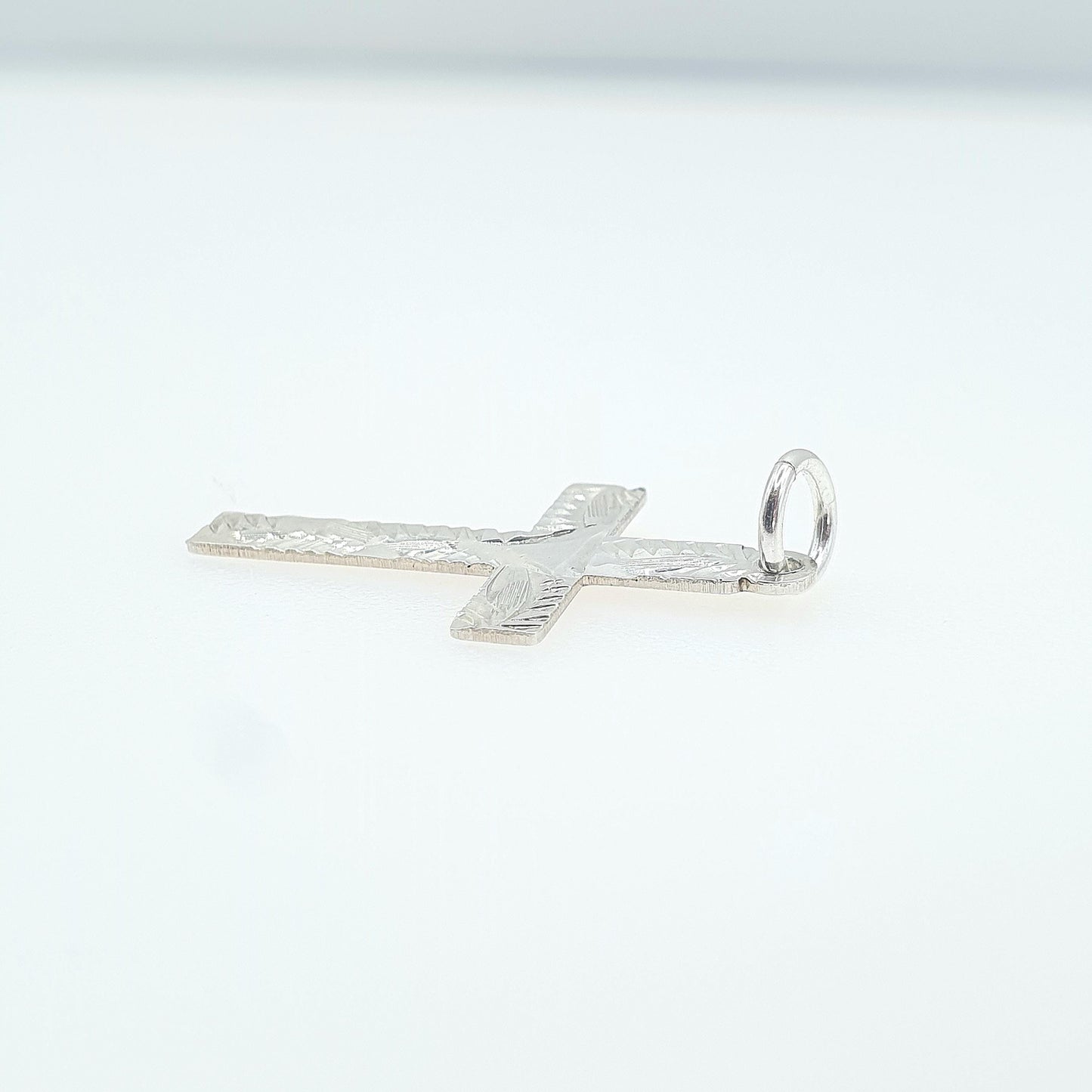 Antique Sterling Silver Cross Crucifix Pendant Necklace Engraved Front Cruciform Christian Mens Womens Jewelry Jewellery