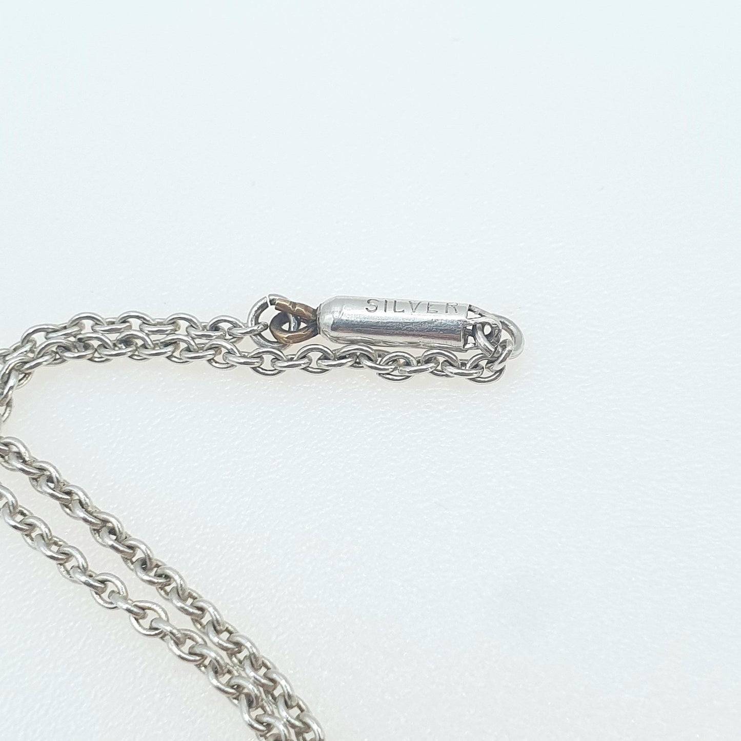 Antique Solid Silver Cable Link Chain Necklace Barrel Clasp Oval Trace Links Womens Vintage Retro Jewelry Jewellery Unisex 42cm 3.26g