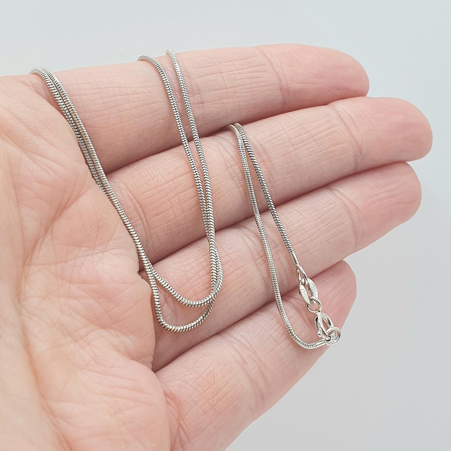 Vintage Sterling Silver Snake Link Chain Necklace 3.67g 49cm Retro Womens Jewelry Jewellery Unisex Minimalistic Simple Dainty