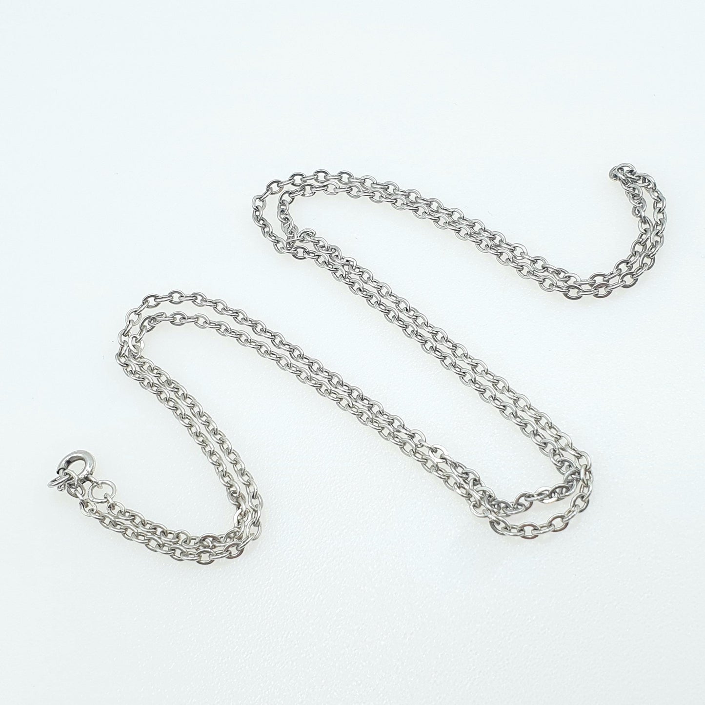 Vintage Sterling Silver Cable Link Chain Necklace Oval Trace Link 5.13g 61cm Long Women Mens Unisex Retro