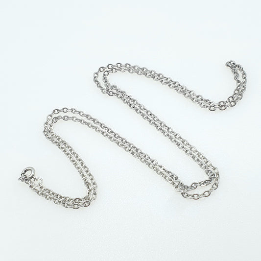 Vintage Sterling Silver Cable Link Chain Necklace Oval Trace Link 5.13g 61cm Long Women Mens Unisex Retro