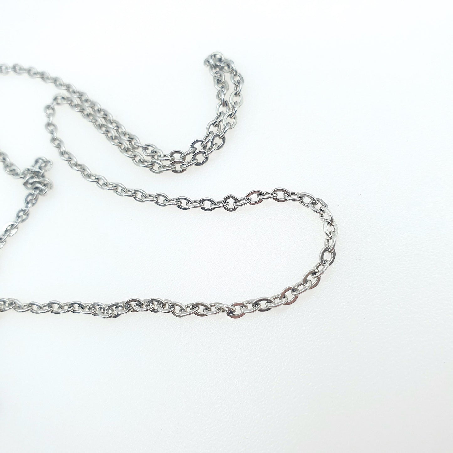 Vintage Sterling Silver Cable Link Chain Necklace Oval Trace Link 5.13g 61cm Long Women Mens Unisex Retro