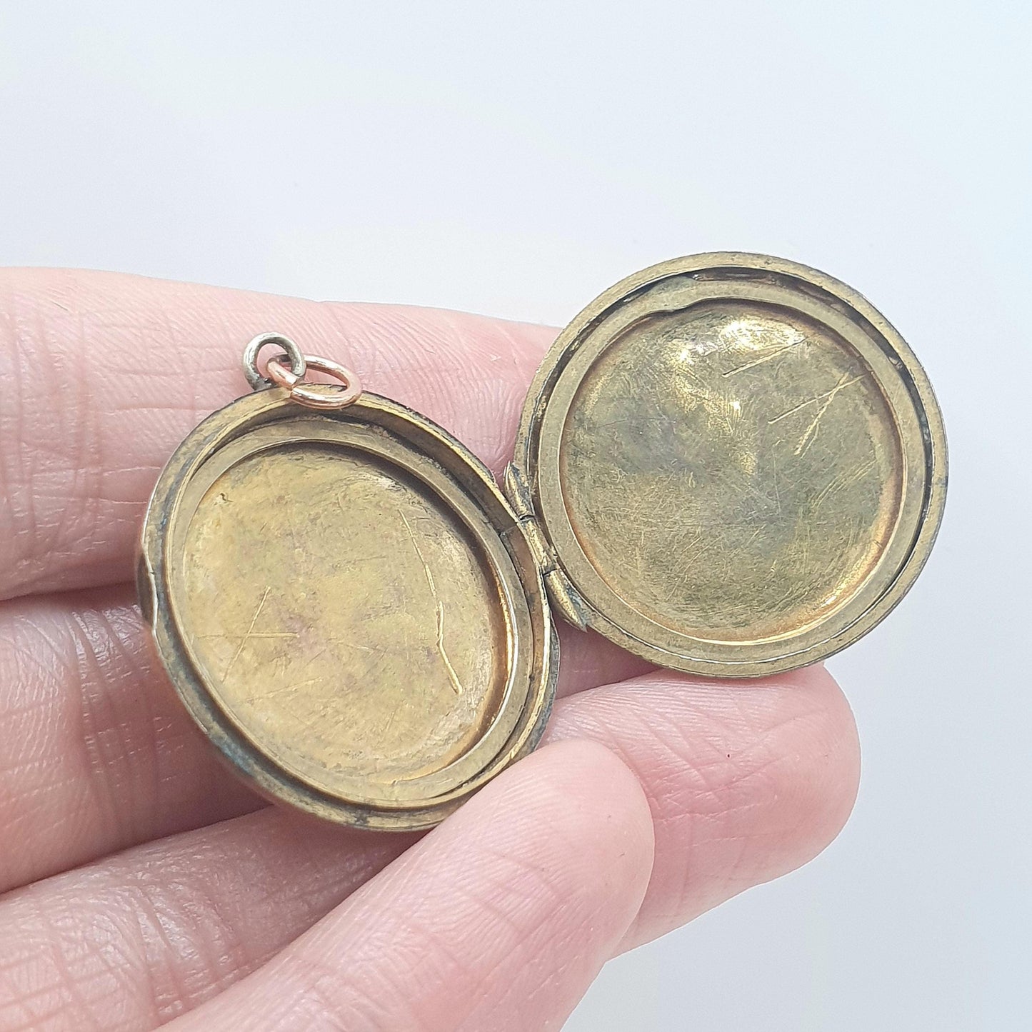 Antique Bird Locket Gold Tone Victorian Necklace Pendant 1800s Hand Engraved Jewellery Jewelry