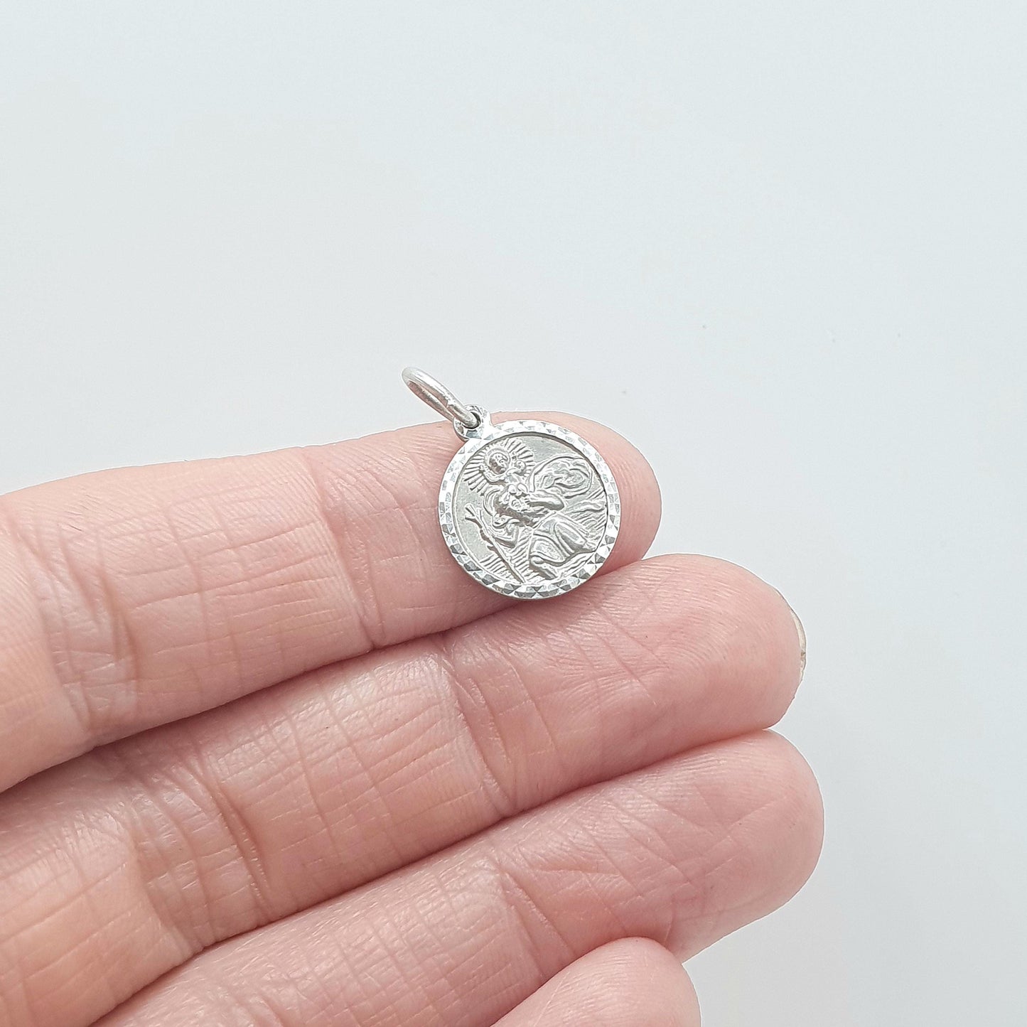 Vintage Sterling Silver GEORG JENSEN Tiny St Christopher Charm Pendant Very Small Jewellery Jewelry Men Women 925 Travel