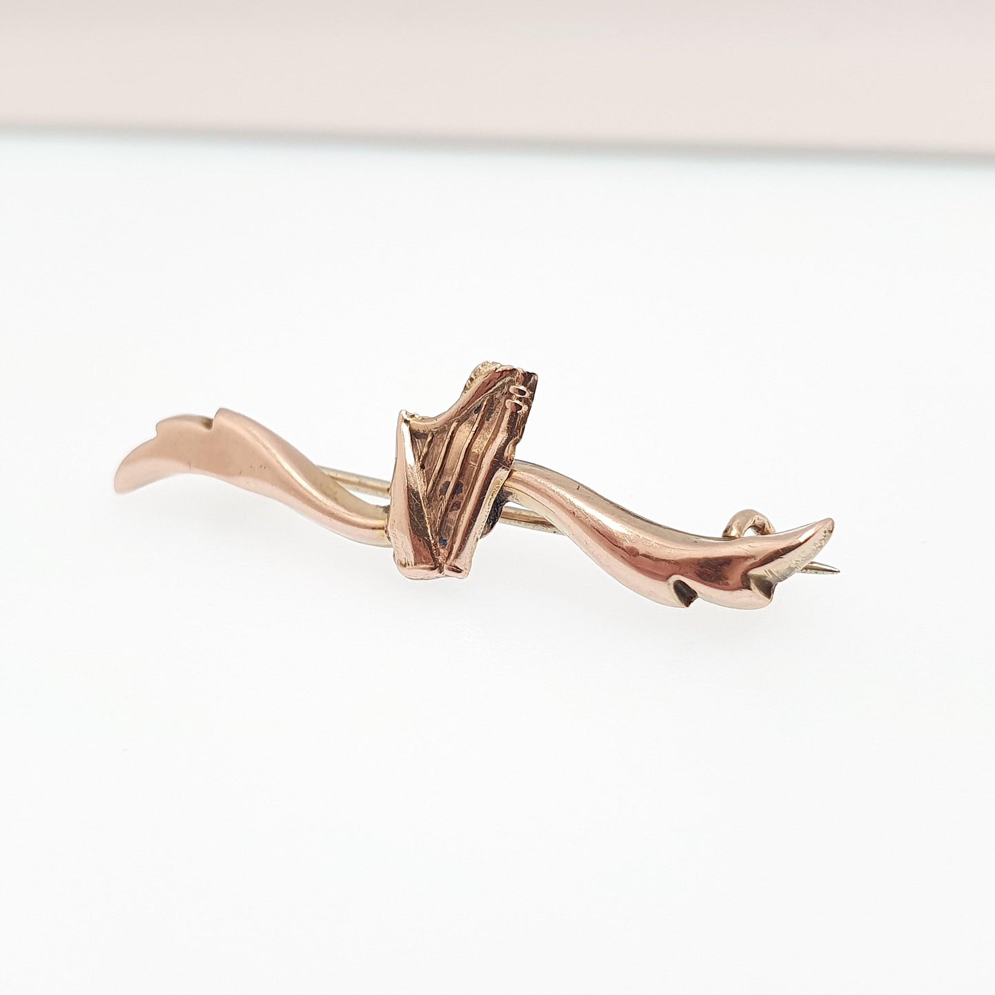 Antique 9ct Gold Harp Brooch Victorian Solid 375 9k 9kt Harmony Balance Vintage Jewelry Womens Jewellery