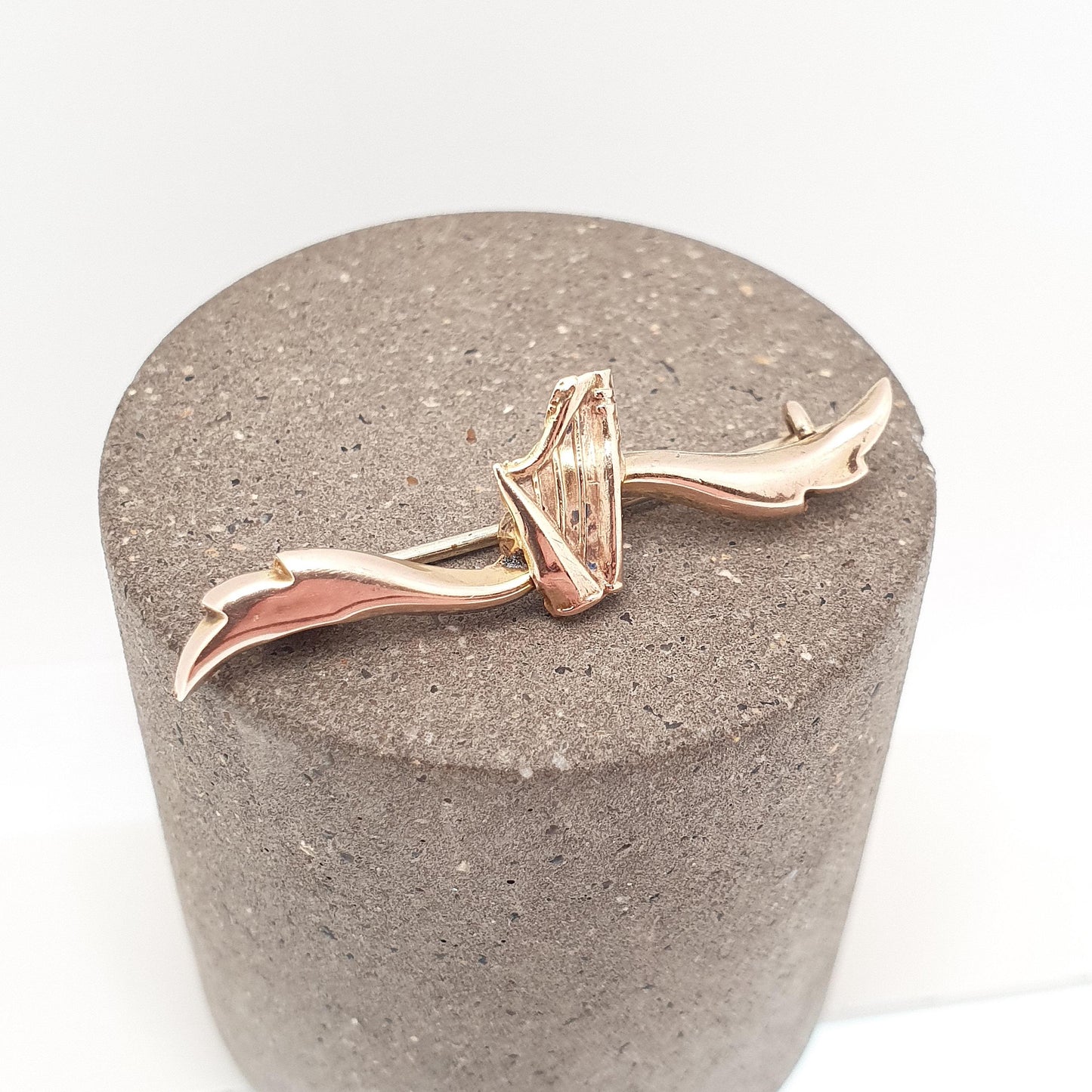 Antique 9ct Gold Harp Brooch Victorian Solid 375 9k 9kt Harmony Balance Vintage Jewelry Womens Jewellery
