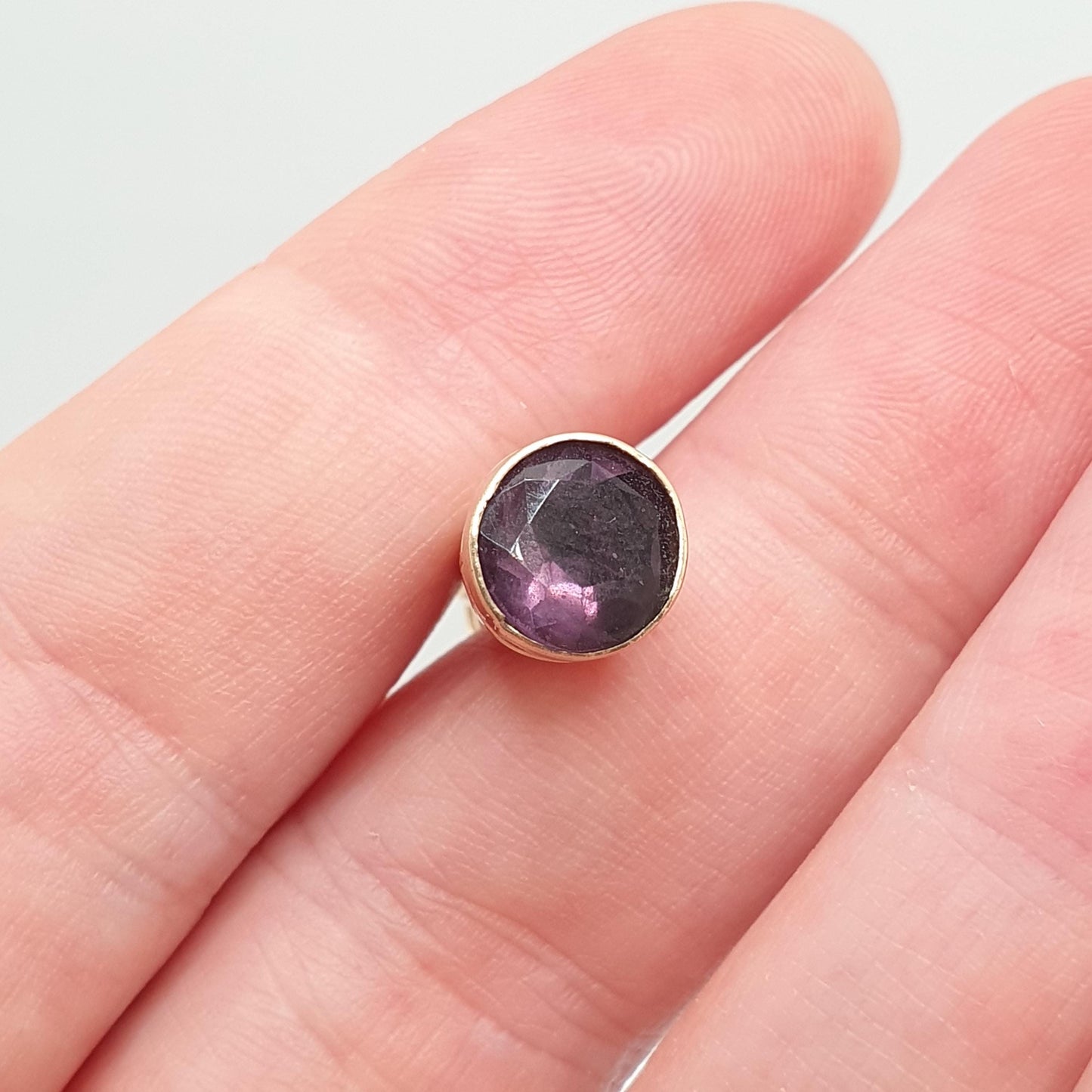 Antique 9ct 9k Gold Amethyst Paste Telescope Fob Pendant Necklace Art Deco 1920s Cone Glass Crystal Solid 375 Vintage Jewellery Jewelry