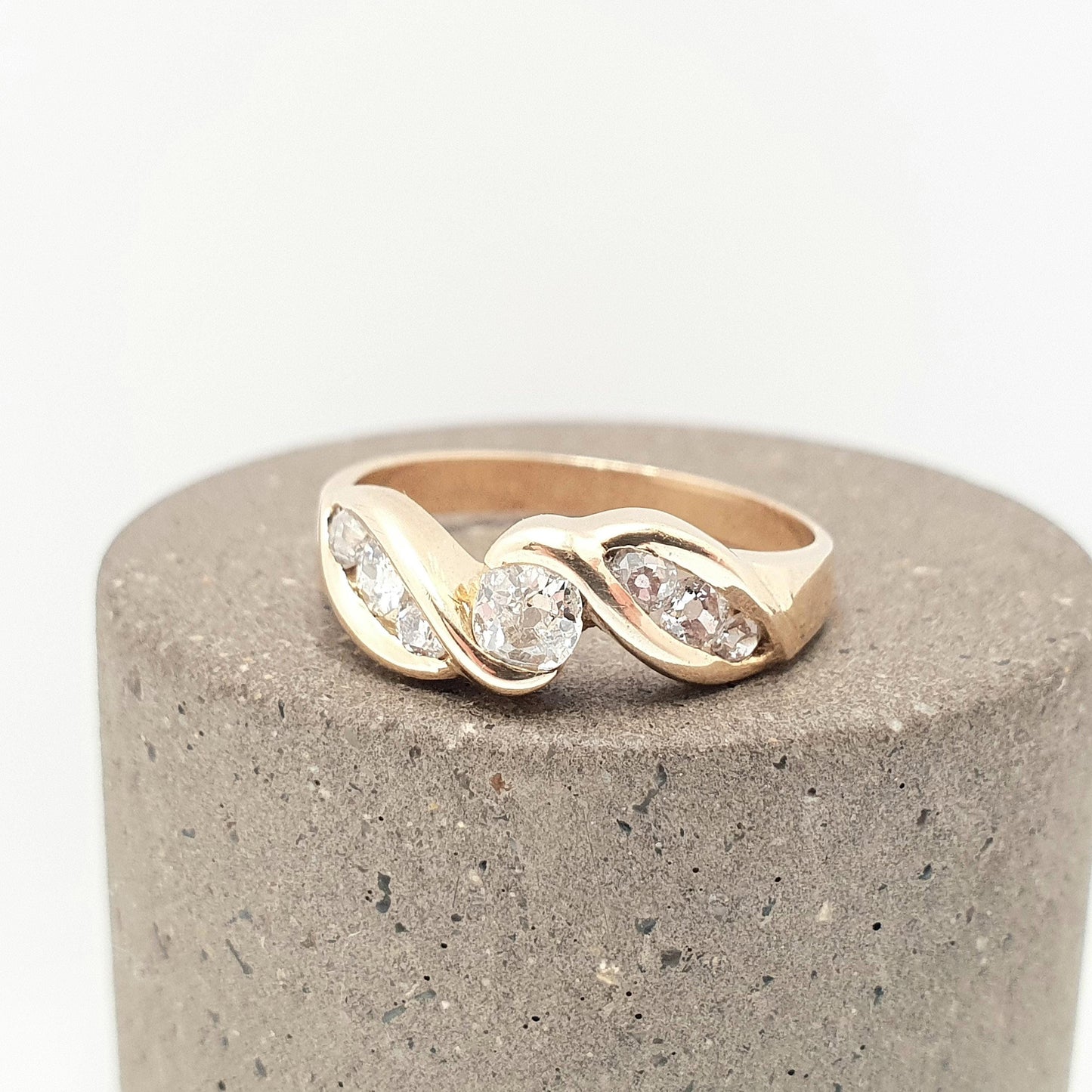 Antique Old Cut Diamond 18k 18ct Gold Ring Vintage Creation 0.5ct Natural Diamonds Solid 750 Engagement Wedding Jewelry