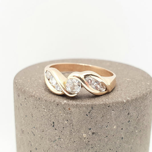 Antique Old Cut Diamond 18k 18ct Gold Ring Vintage Creation 0.5ct Natural Diamonds Solid 750 Engagement Wedding Jewelry