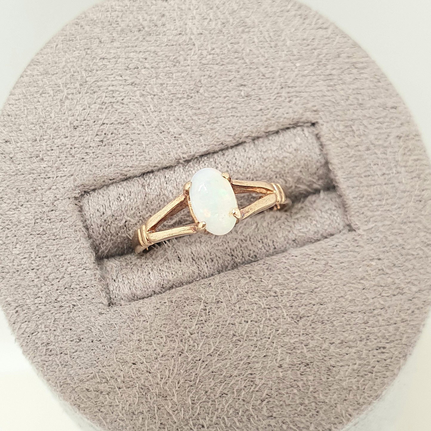 Vintage 9ct Gold Opal Ring White Solitaire Gemstone Pinky Pinkie Solid 9k Little Finger Hallmarked Jewelry Jewellery UK H 1/2 US 4