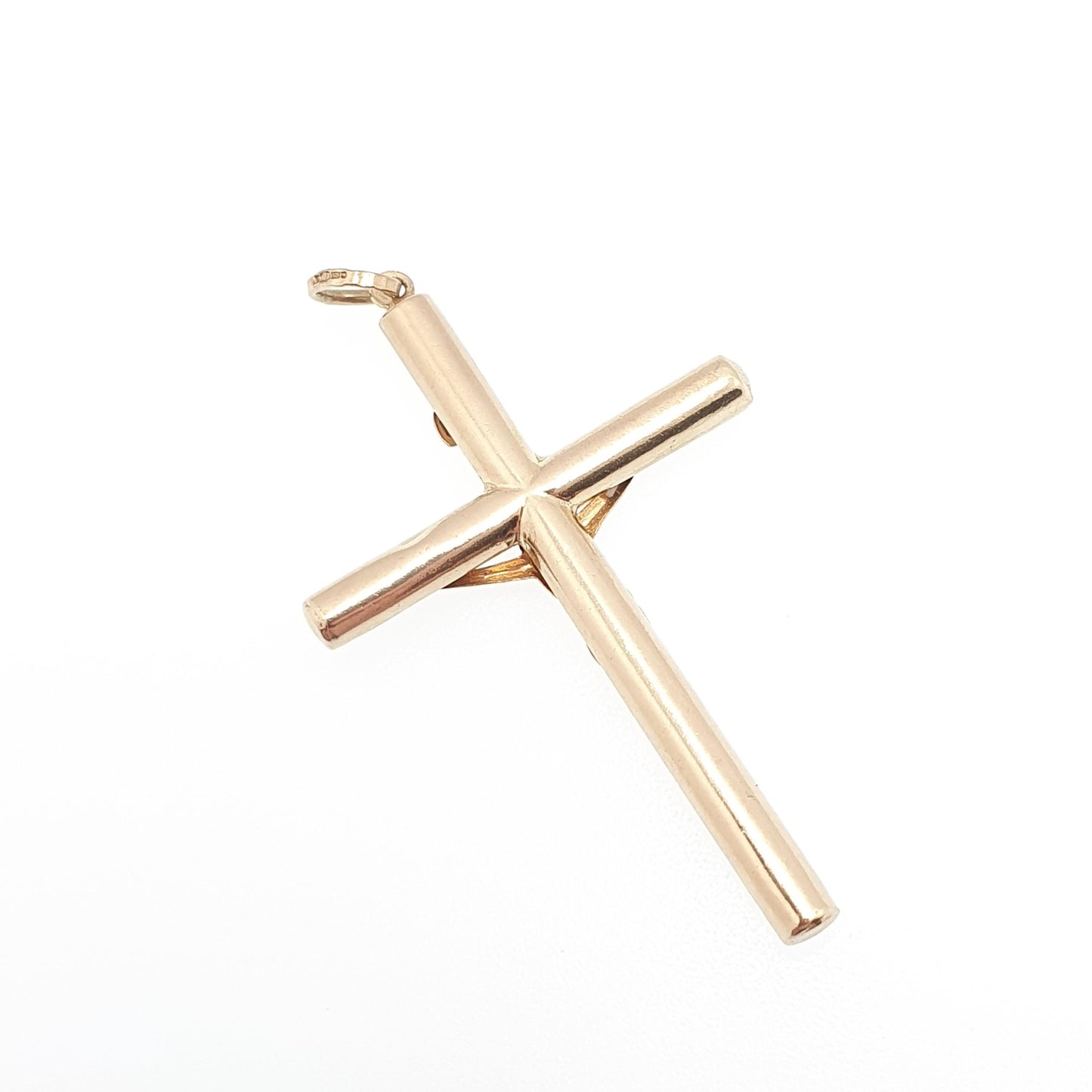 Vintage 9k 9ct Gold Large On The Cross Crucifix Necklace Pendant Large Big INRI Solid 375 Christian Religious Mens Womens Jewelry Jewellery