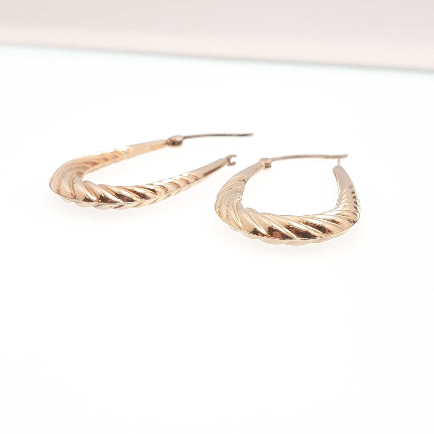 Vintage 9ct 9k Gold Hoop Earrings Large Big Gypsy Creole U Shape 1980s 375 9 Carat Dangle Hanging Womens Jewelry Jewellery