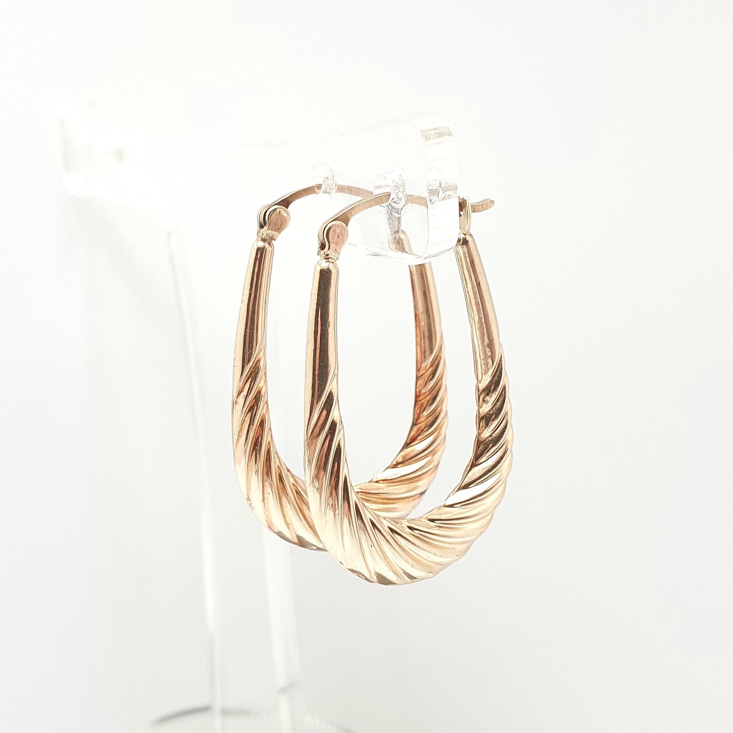 Vintage 9ct 9k Gold Hoop Earrings Large Big Gypsy Creole U Shape 1980s 375 9 Carat Dangle Hanging Womens Jewelry Jewellery