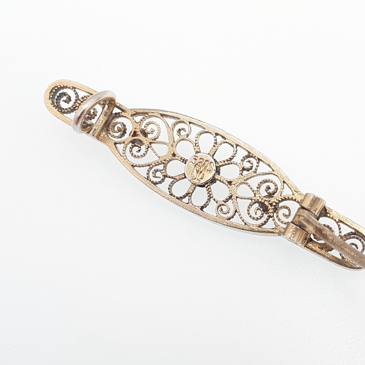 Antique MARIUS HAMMER Solid Silver Brooch Pin Green Enamel Filigree 930S Scandinavian Jewelry Jewellery Vintage