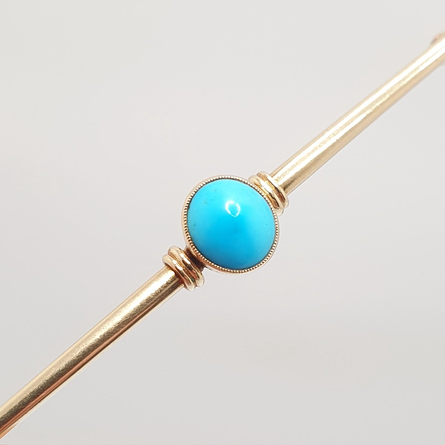 Antique Victorian 15ct Gold Natural Turquoise Brooch Solid 15 Carat 625 Sweetheart Cyan Gemstone Vintage Womens Jewelry Jewellery