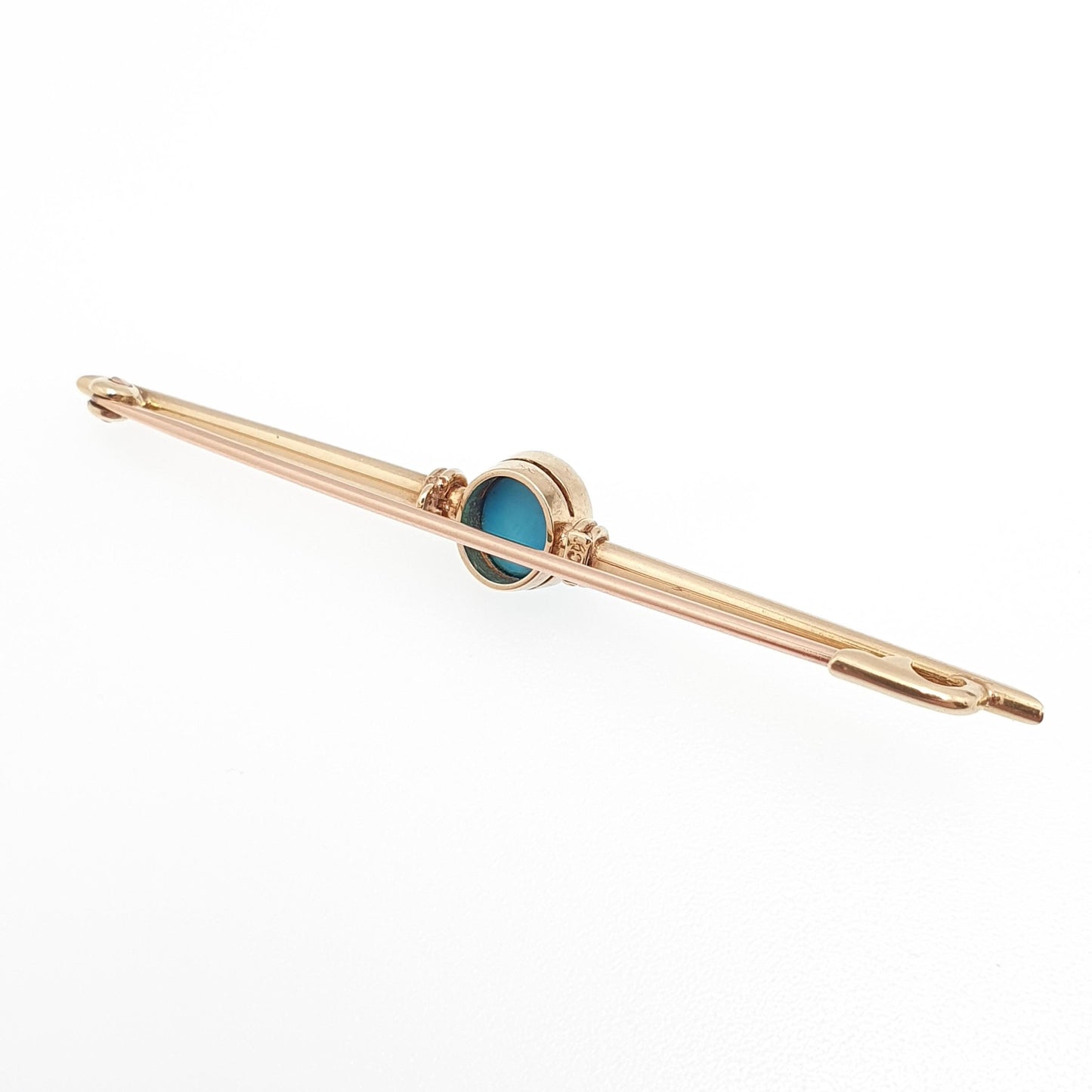 Antique Victorian 15ct Gold Natural Turquoise Brooch Solid 15 Carat 625 Sweetheart Cyan Gemstone Vintage Womens Jewelry Jewellery