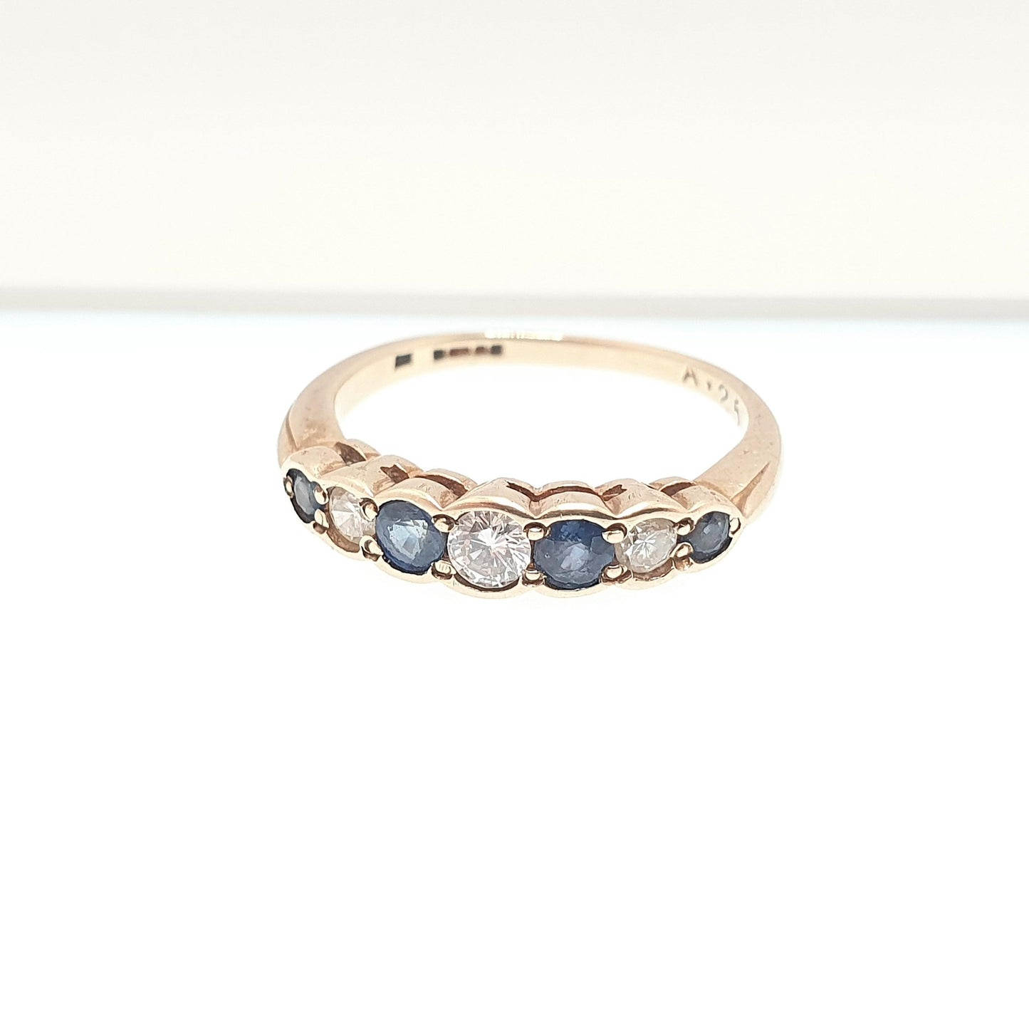 Vintage 9k Gold Diamond & Sapphire Ring 0.25Ct Diamonds Solid 9ct 375 Hallmark Genuine Gemstone Womens Jewelry Jewellery