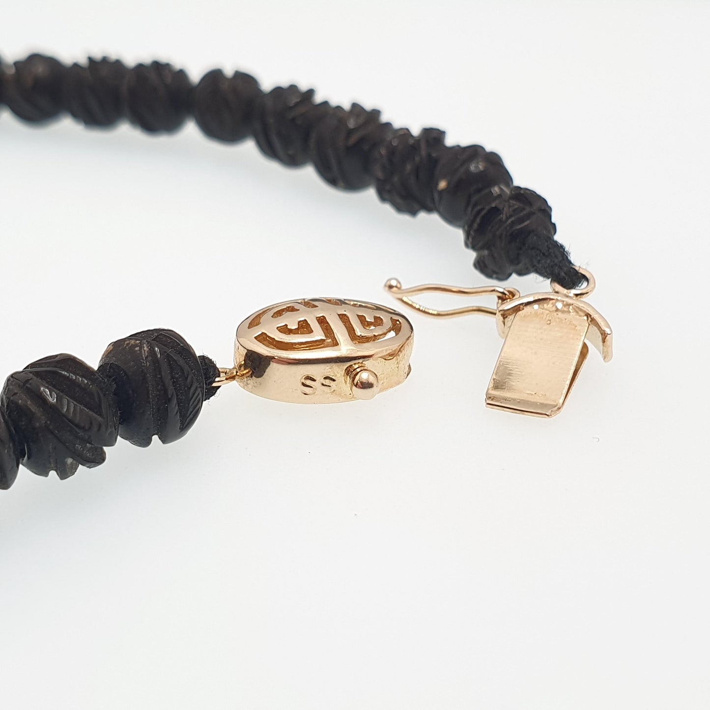 Antique Victorian Whitby Jet Bead Necklace Hand Carved Beads Round Graduating Genuine Mourning 49cm 19.2" 1800s Vintage Jewelry Jewellery