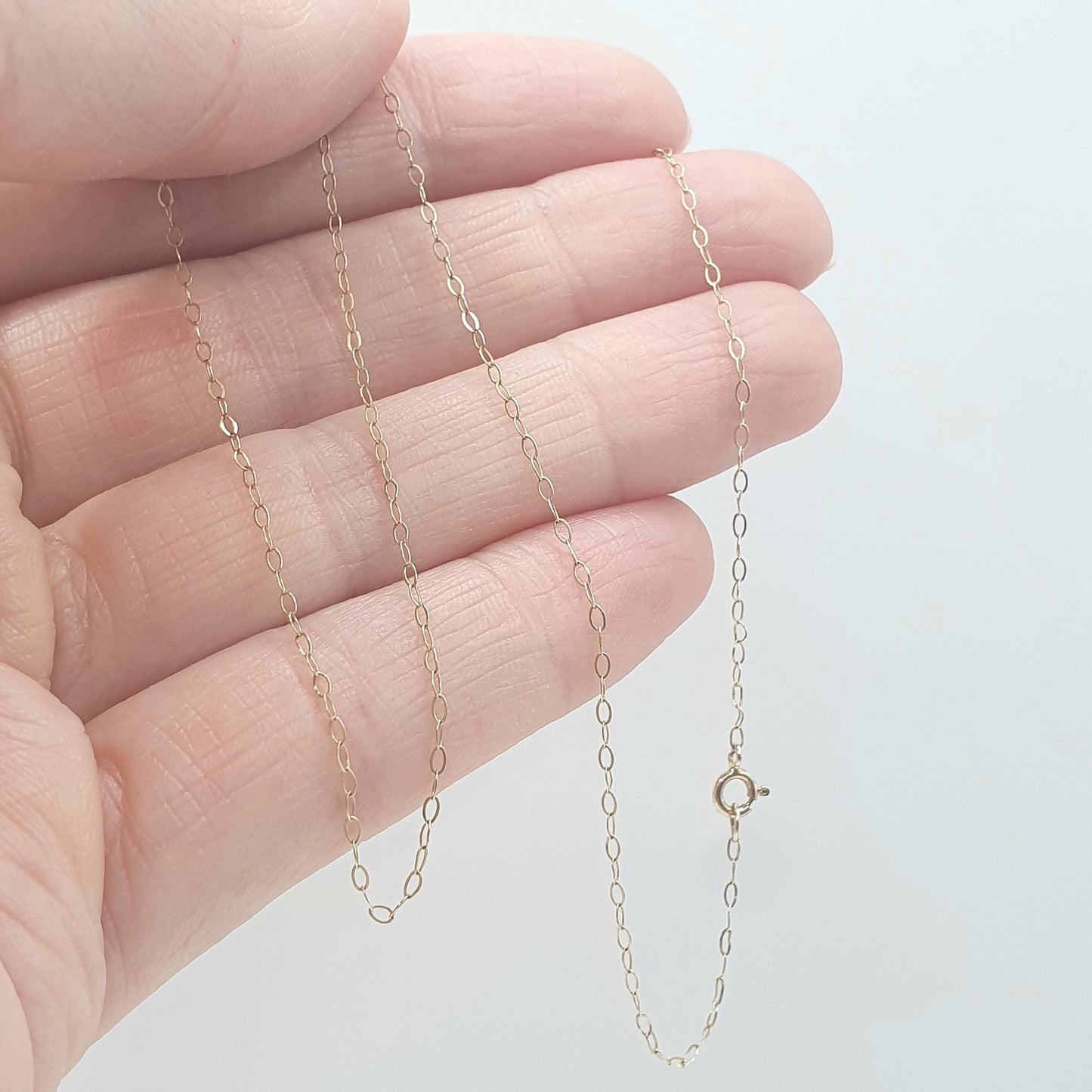 Vintage 9ct Gold Cable Link Chain Necklace Fine Trace Link Oval Solid 9k 9kt 0.37g 41cm Jewelry Jewellery