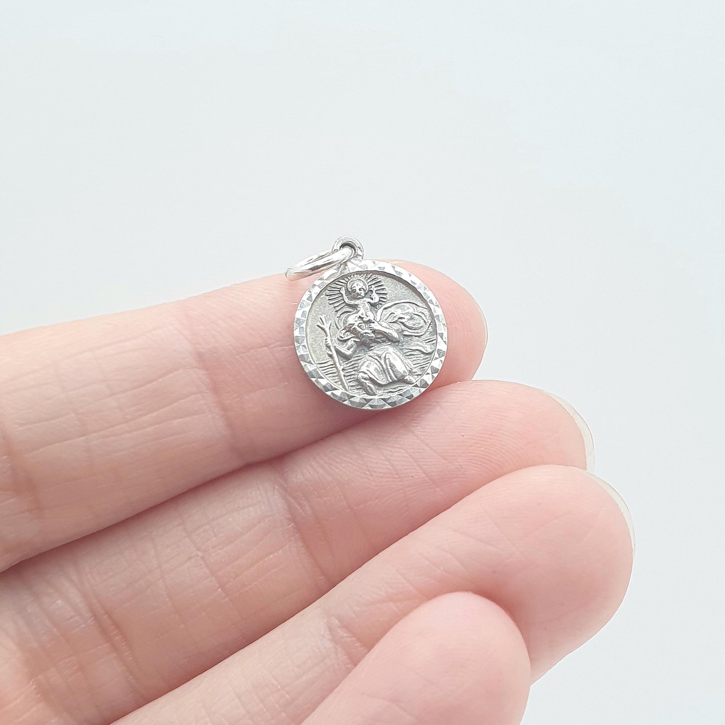 Vintage Sterling Silver GEORG JENSEN St Christopher Charm Pendant Tiny Small One Sided Jewellery Jewelry Men Women 925 Travel