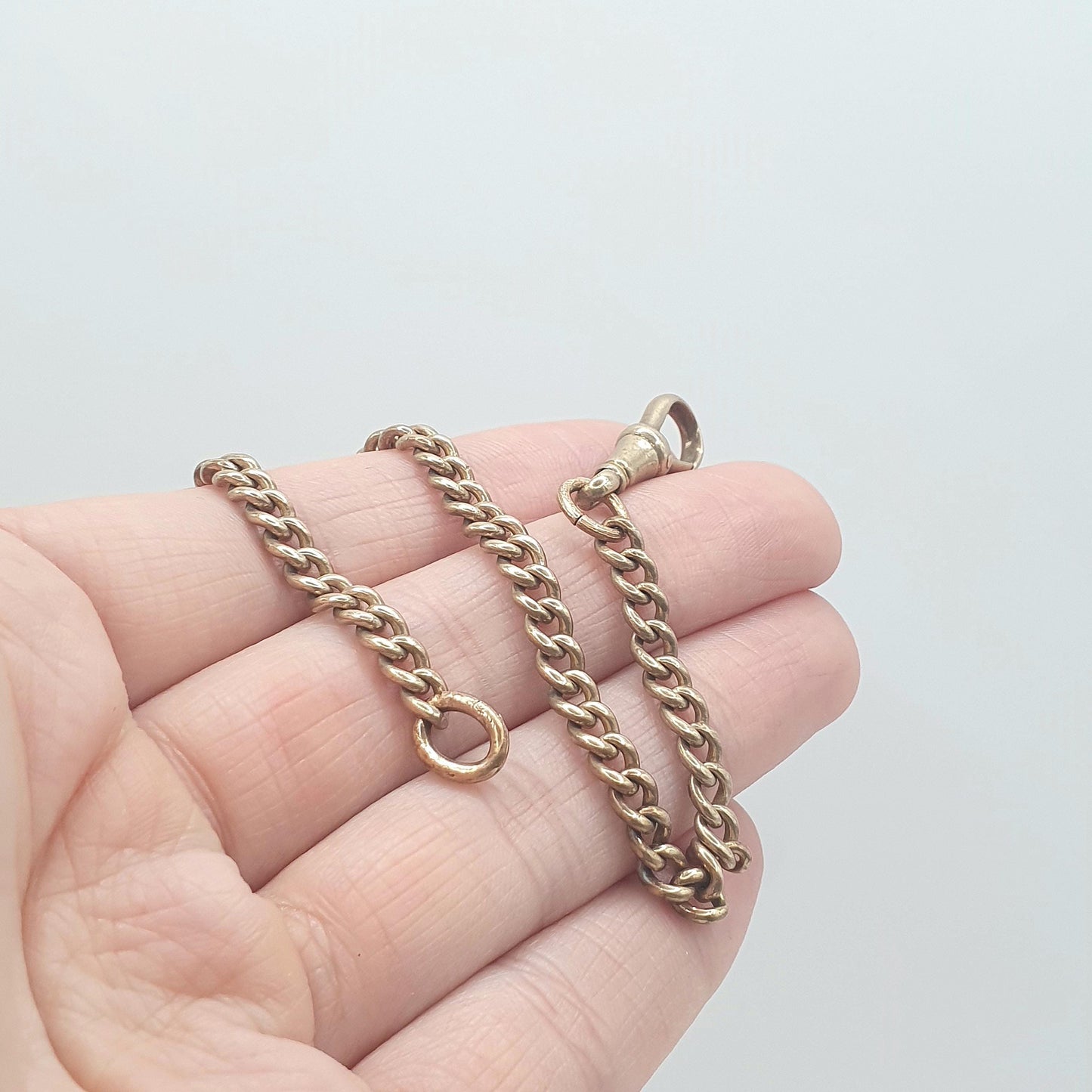 Antique Victorian Rose Rolled Gold Curb Link Bracelet Dog Clip Gold Filled 9.01g 20.5cm Jewelry Jewellery Mens Womens